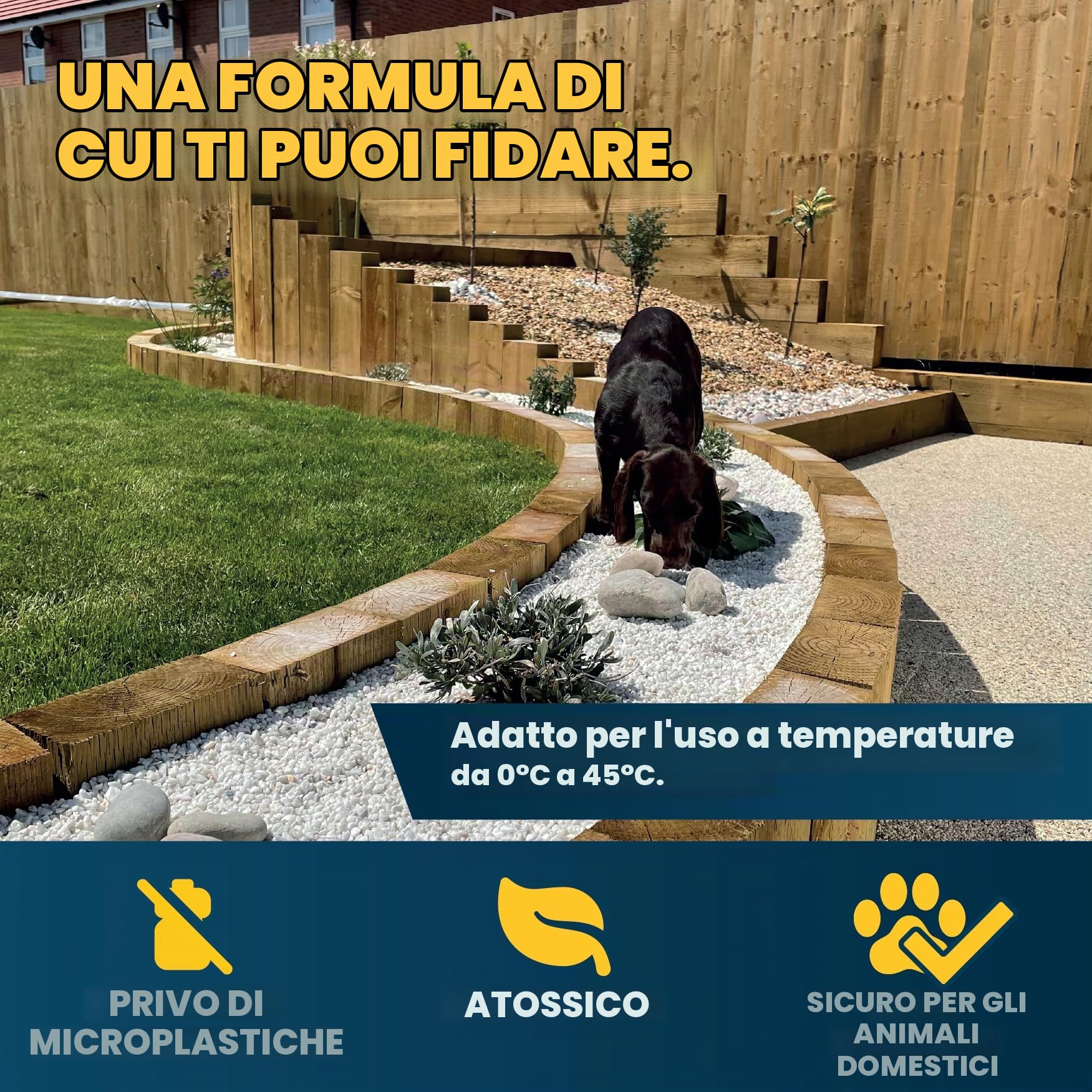 Vuba Easihold - Colla per pietra e colla per pacciamatura, tecnologia Dual Bond pronta all'uso, ghiaia e stabilizzatore di corteccia per paesaggistica, terrazze e sconti (4,1 l)