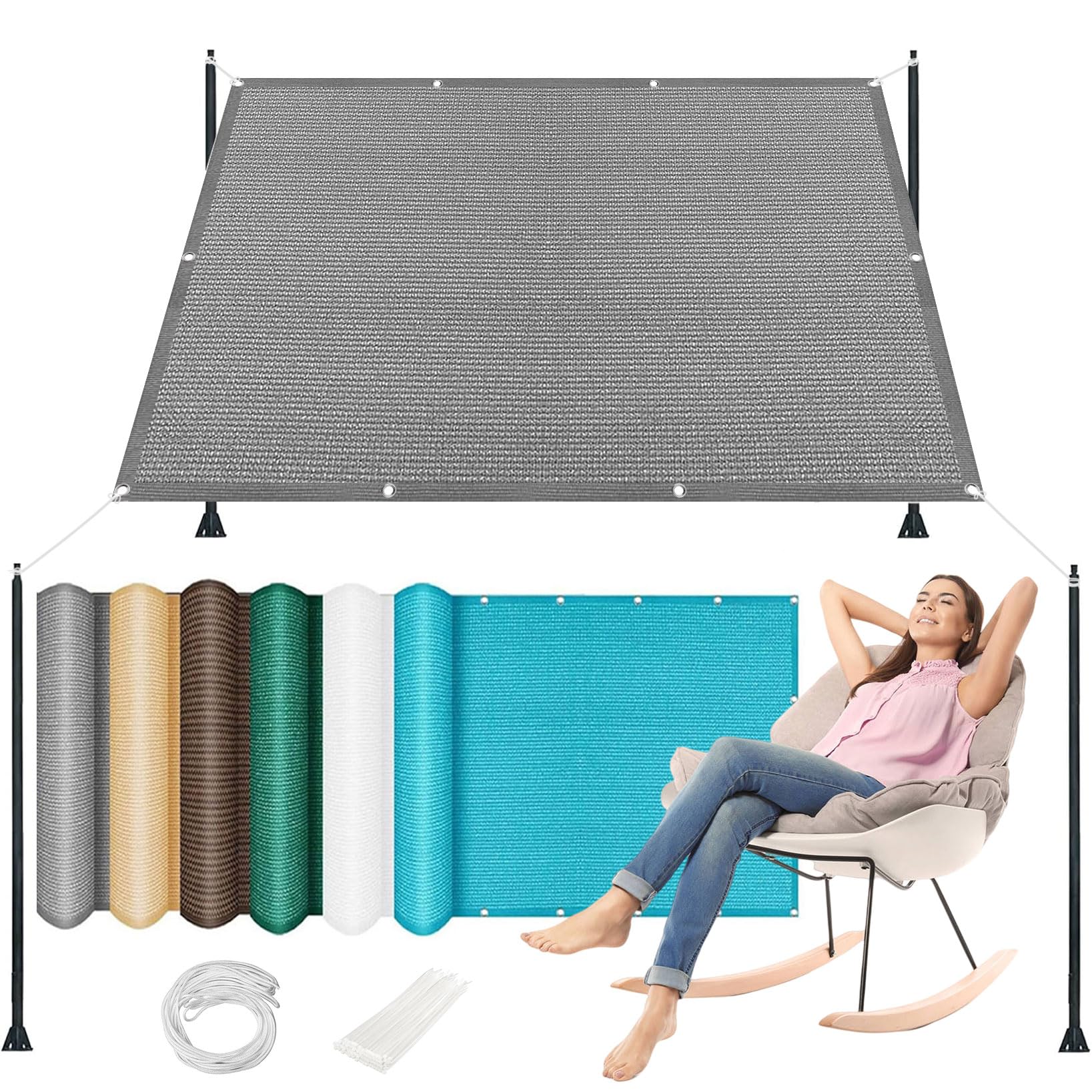 Pare-soleil rectangulaire haute densité 4x9m résistant aux intempéries
