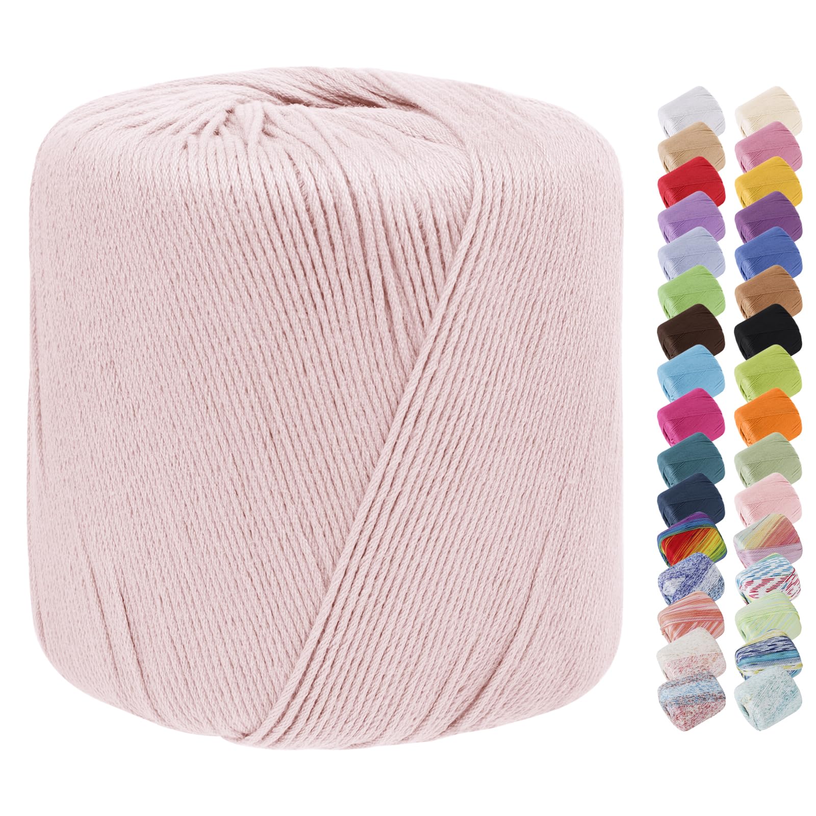 Uiopa Cotton Crochet Yarn 1mm x 125m, 8-Ply Cotton Yarn for Crochet, Hand Knitting Yarn Crochet Thread for Shawls, Hats, Doilies, Decoration, DIY Crafts (Light Pink)