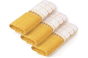 Towel and Linen Mart 100% Cotton Kitchen Dishcloths - Pack of 6 Yellow Cleaning Cloths