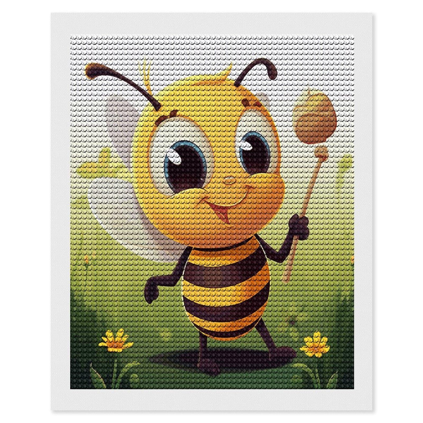 FekiLoot Honey Beem Paint by Numbers Kit for Adults Beginner DIY Diamond Dots Paintings Round Full Drill Diamond Art Kits Picture Diamond Art Painting Kits for Home Decor 16"x20"
