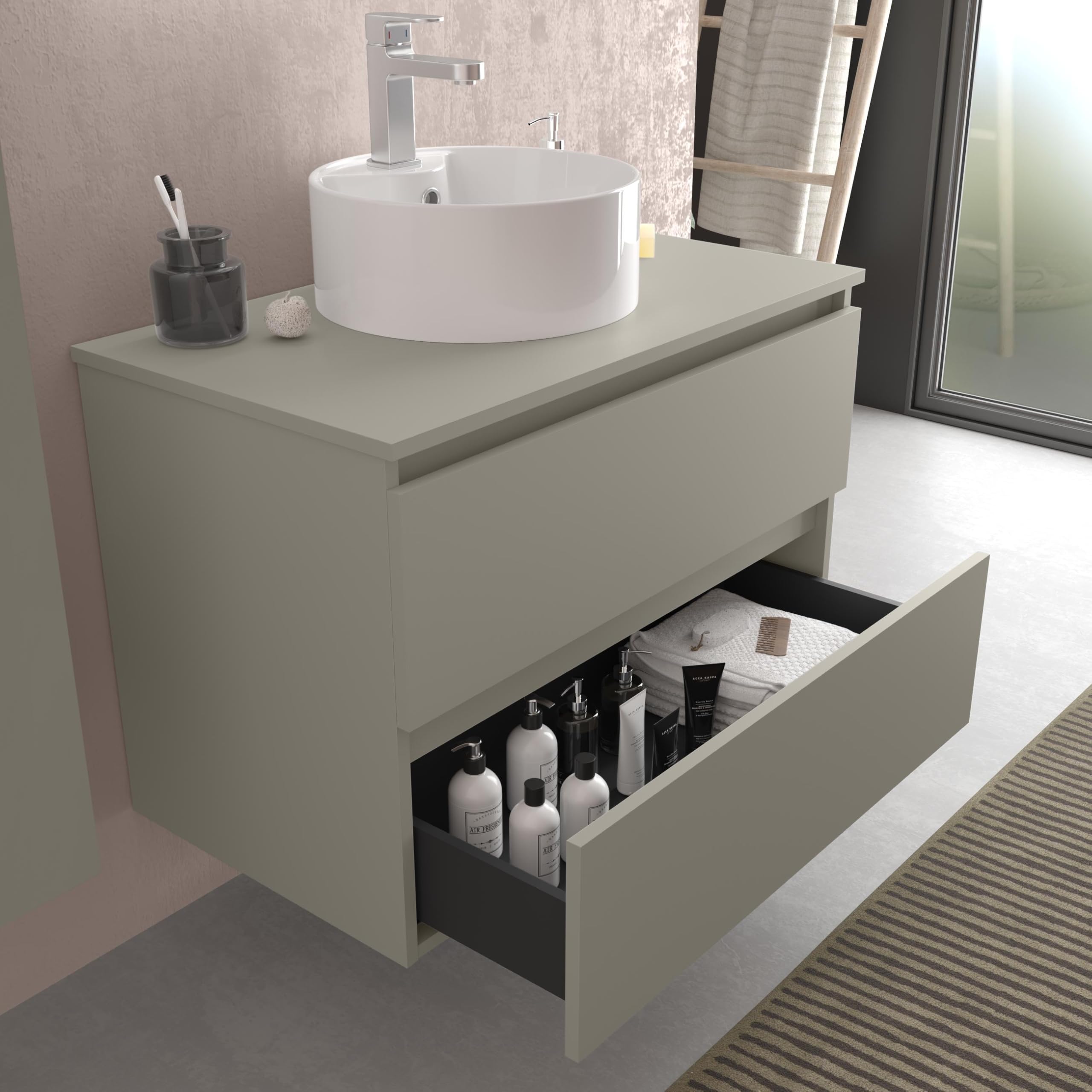 Mueble de Baño BEQUIA 100cm Gris Mate 2 cajones (Sin Lavabo)