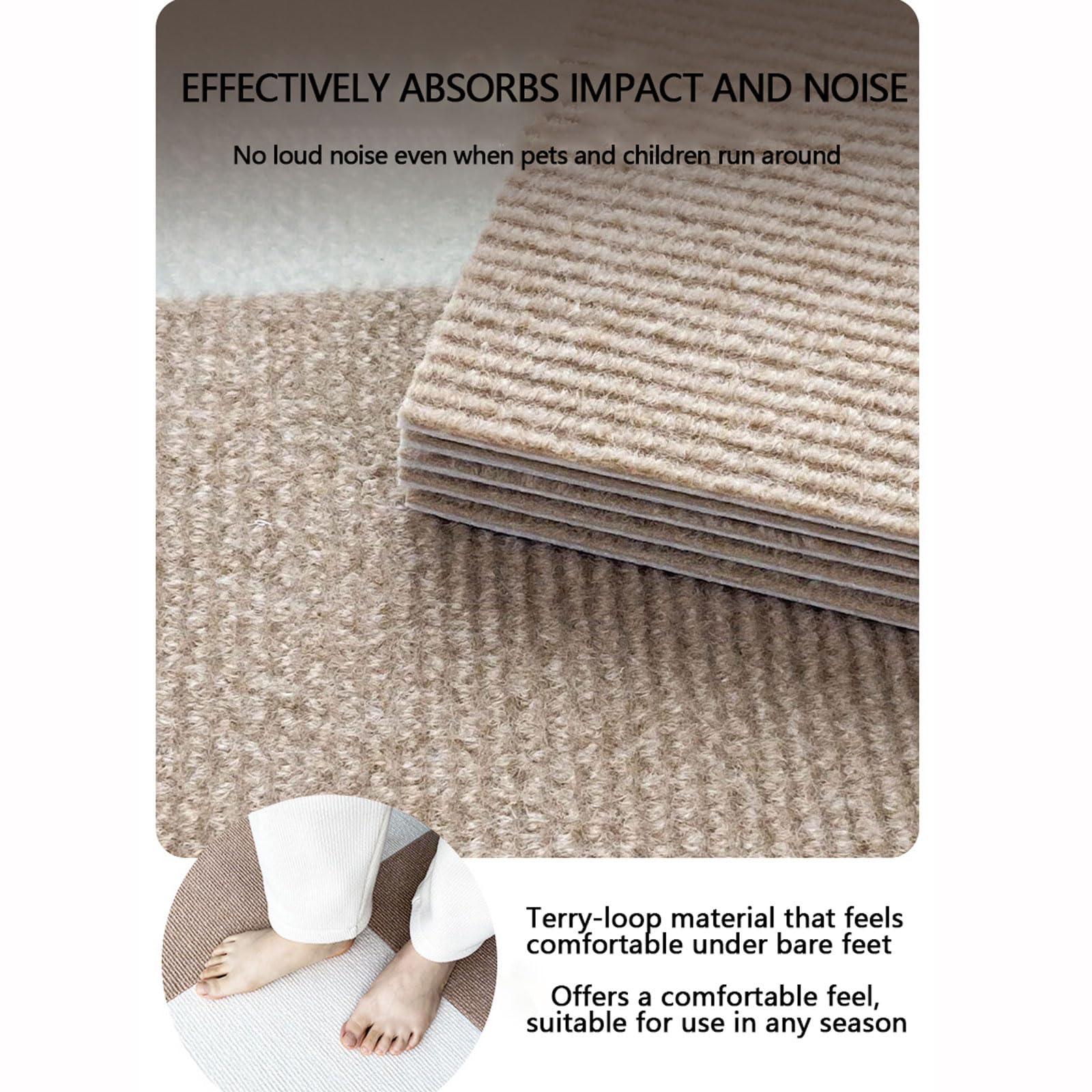 Dalles de moquette autocollantes Dalles de moquette en feutre Avec couverture arrière Antidérapants Antistatique revetement de sol pour chambre,salon & plus (6 dalles de 30*30cm 0.54m²)