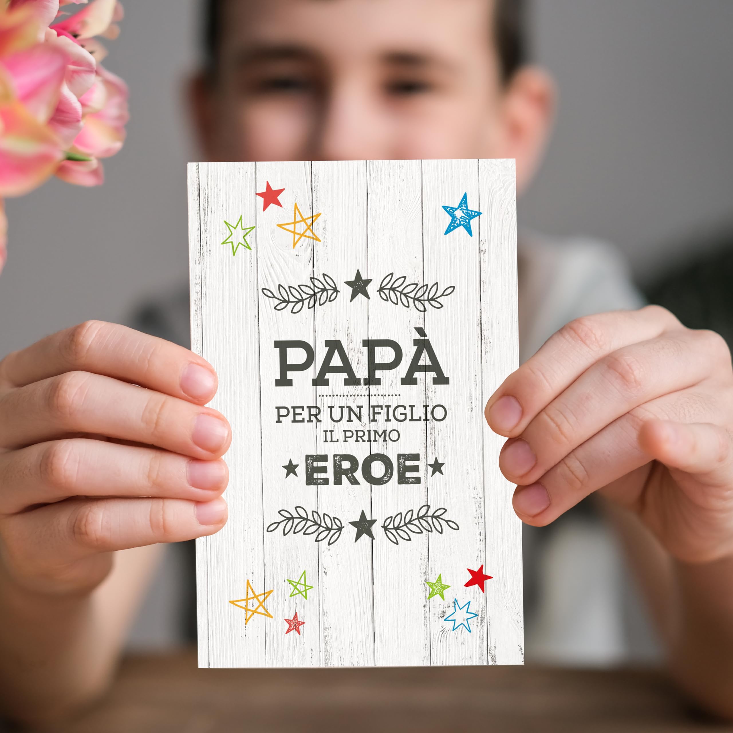 Biglietto di auguri per la festa del papà: poesia Sono contento che tu sia mio padre (PDF e PNG) Download digitale - Italia
