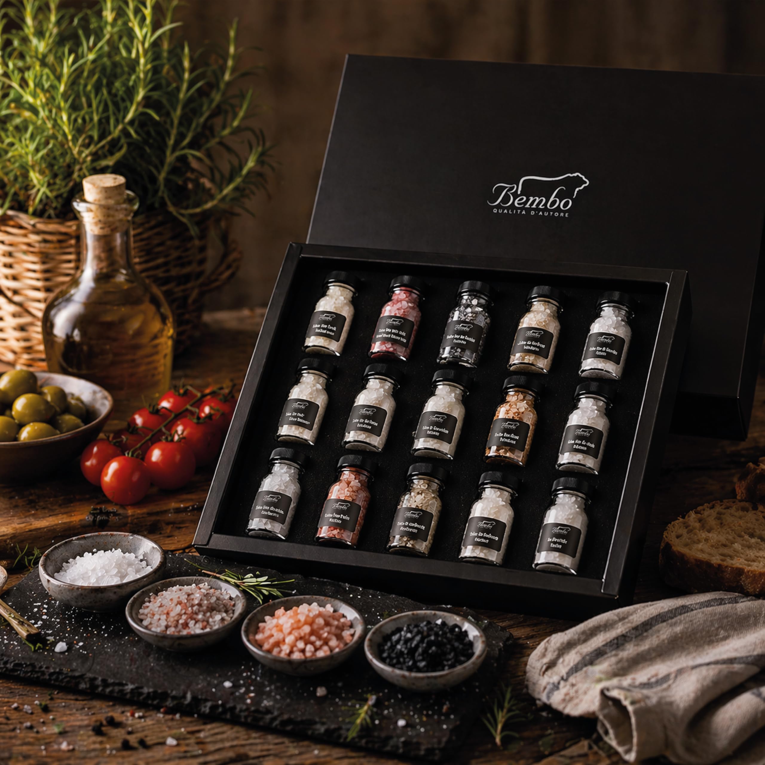 Gourmet Salz Set 15er Bembo – Premium Salz Geschenkset – Seltene Salze aus aller Welt – Gewürz Set Küche