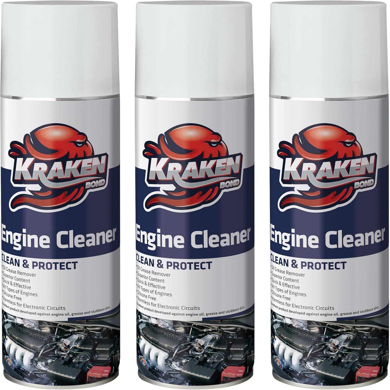 KRAKEN BOND Engine Cleaner and Degreaser Spray 3 Pack