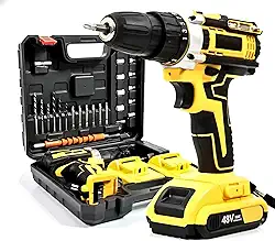 Furadeira e Parafusadeira de Impacto Sem Fio 48V Com LED, 2 Baterias Recarregáveis, Kit 32 Acessórios + Maleta Premium – Alta Potência para Uso Profissional e Doméstico