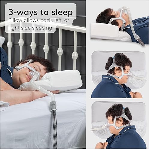 Miniatura 4 de BraceAbility Almohada CPAP – Cuña de postura ortopédica de contorno ortopédico de espuma viscoelástica para paciente de lado, para evitar ronquidos,