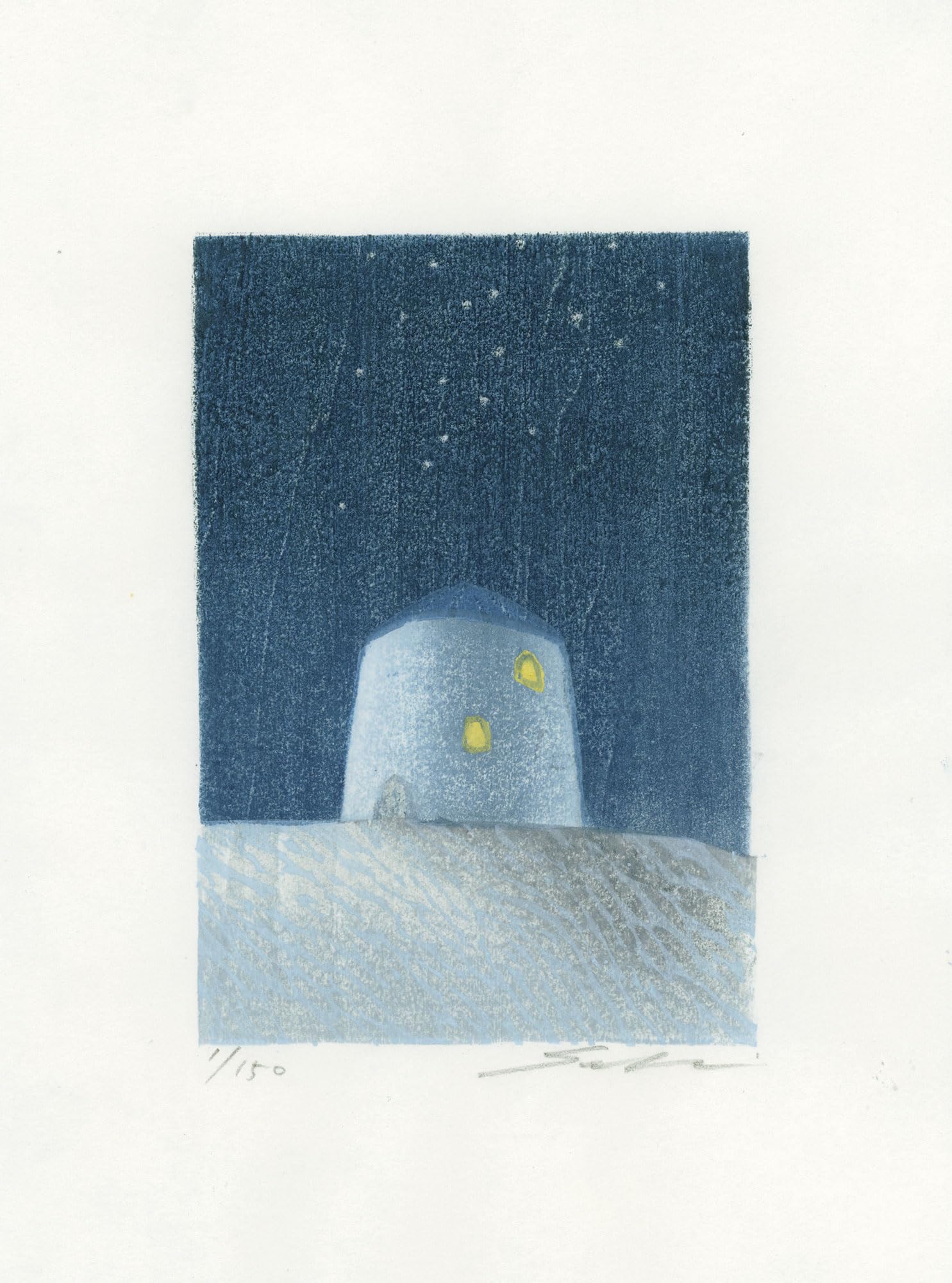 Amazon.co.jp: 版画 関 雅治 「淡き星の夜」 版画アートコレクションNo