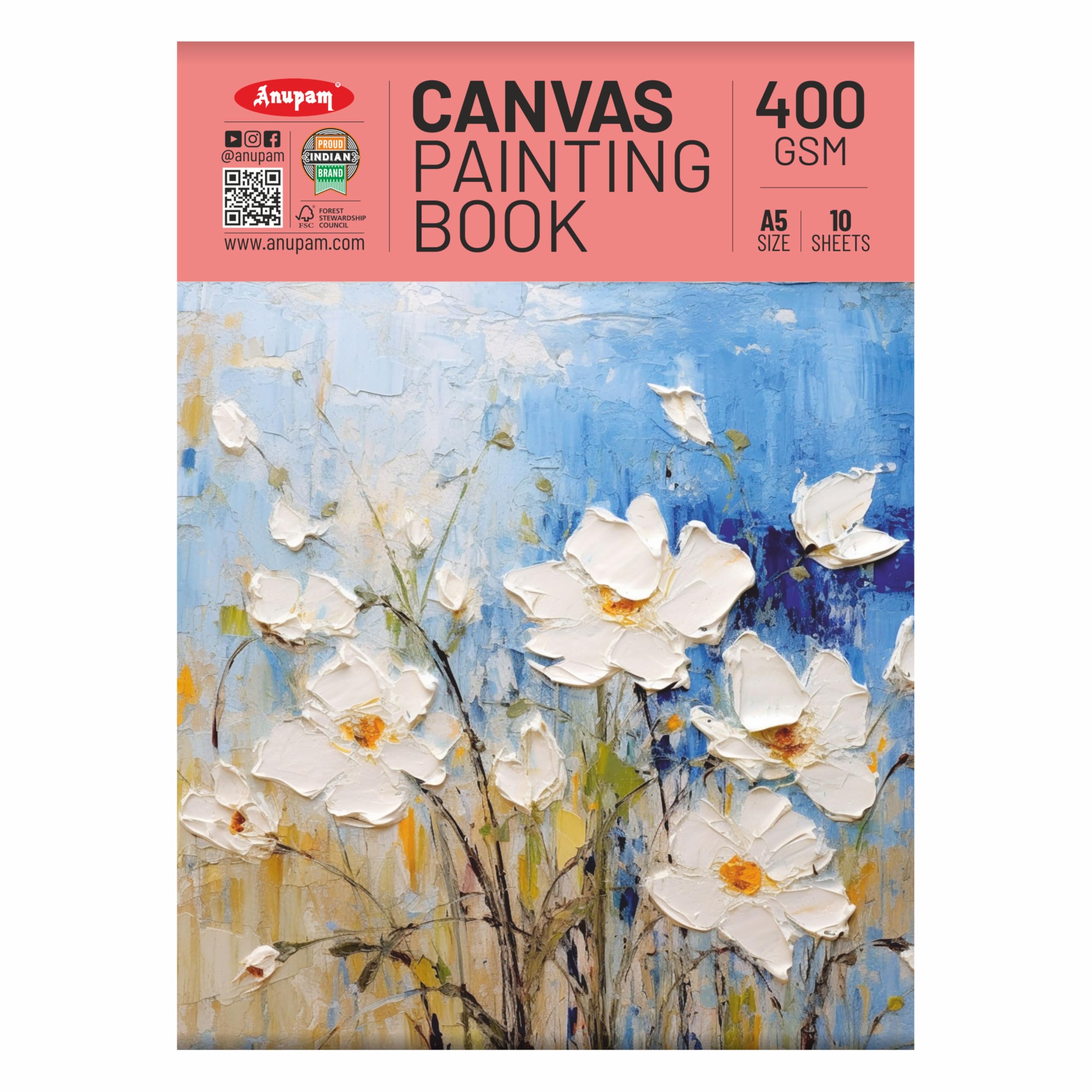 Anupam Canvas Pad Acrylic Gesso Primed Acid Free 400Gsm 10 Sheets for Acrylic Painting and Oil Painting (A5)-image-31