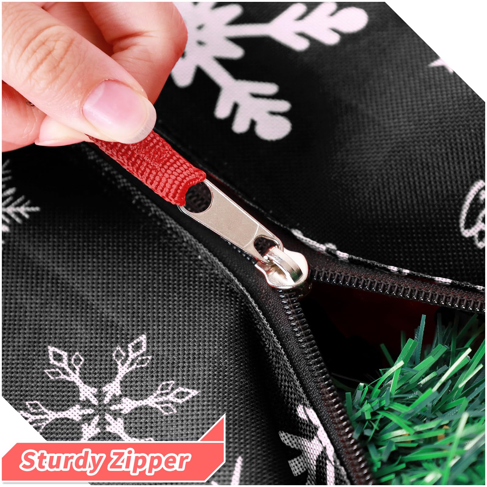 RICHIE Lot de 3 sacs de rangement pour sapin de Noël de 2,7 m - Oxford 600D indéchirable - Convient aux arbres artificiels jusqu'à 2,7 m - Poignées renforcées, fermeture éclair et durables - Sacs de