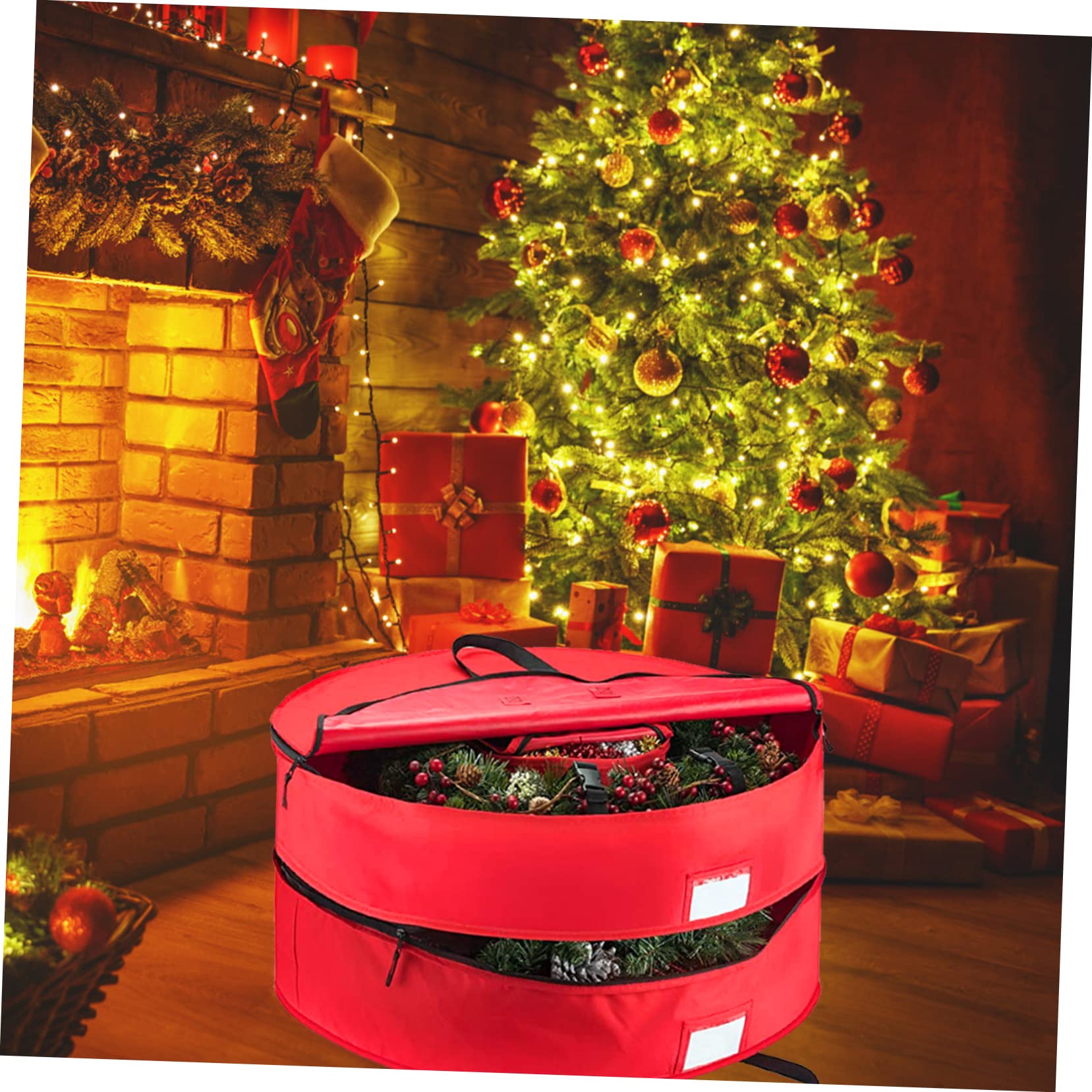 Beatifufu 1pc Wreath Storage Bag Double Layered Holder for Holiday Wreaths Transparent Design for Garland Organization and Festive Decor