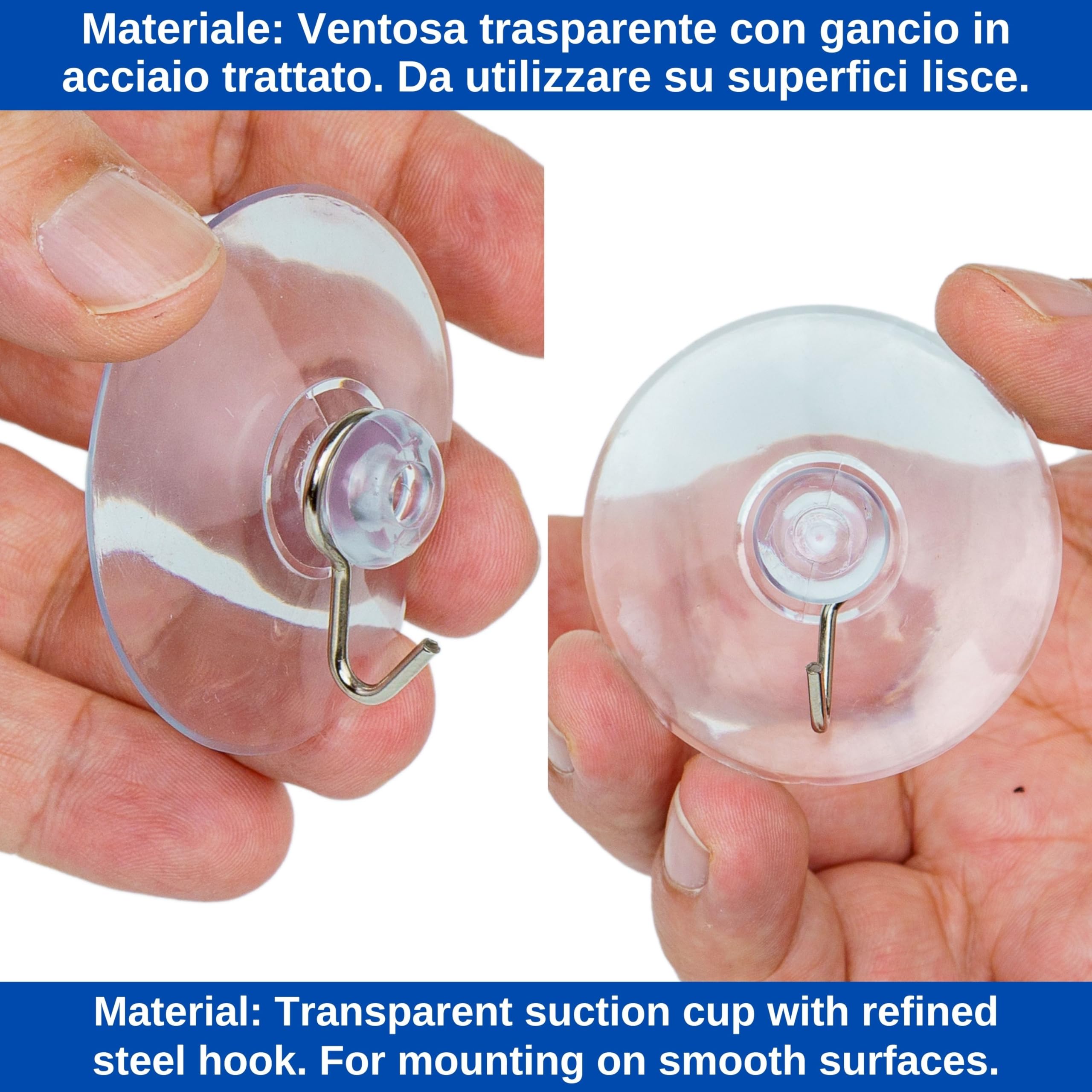KEORHEZ 66 pezzi ganci a ventosa, ganci con ventosa, ganci a ventosa, 40mm riutilizzabili ganci a ventosa, per finestre vetro bagno cucina decorazioni finestre, catene luminose e come portasciugamani