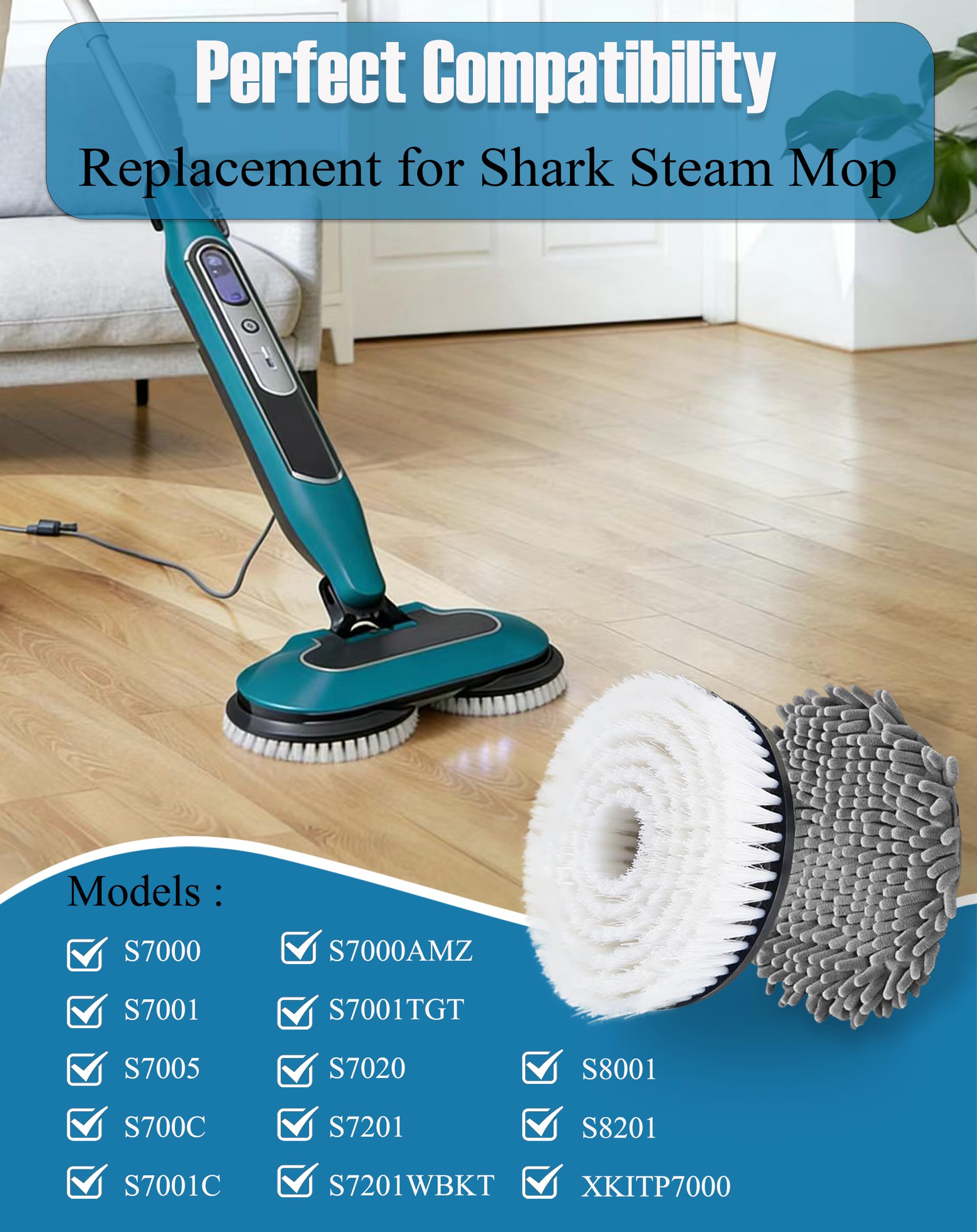 Confezione da 4 panni rotanti per scopa a vapore – compatibili con Shark Steam Mop S8201, S7001, S8001, S7201, S7000, S7020, S7000AMZ, S7005, S7000C, lavabili, riutilizzabili, pulizia profonda e
