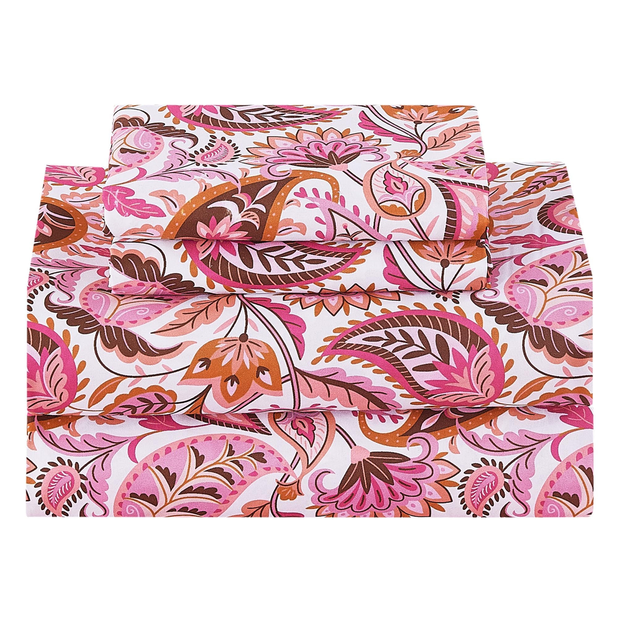 Softan Pink Paisley Floral Twin Sheet Set - kids bedding | Mubboo