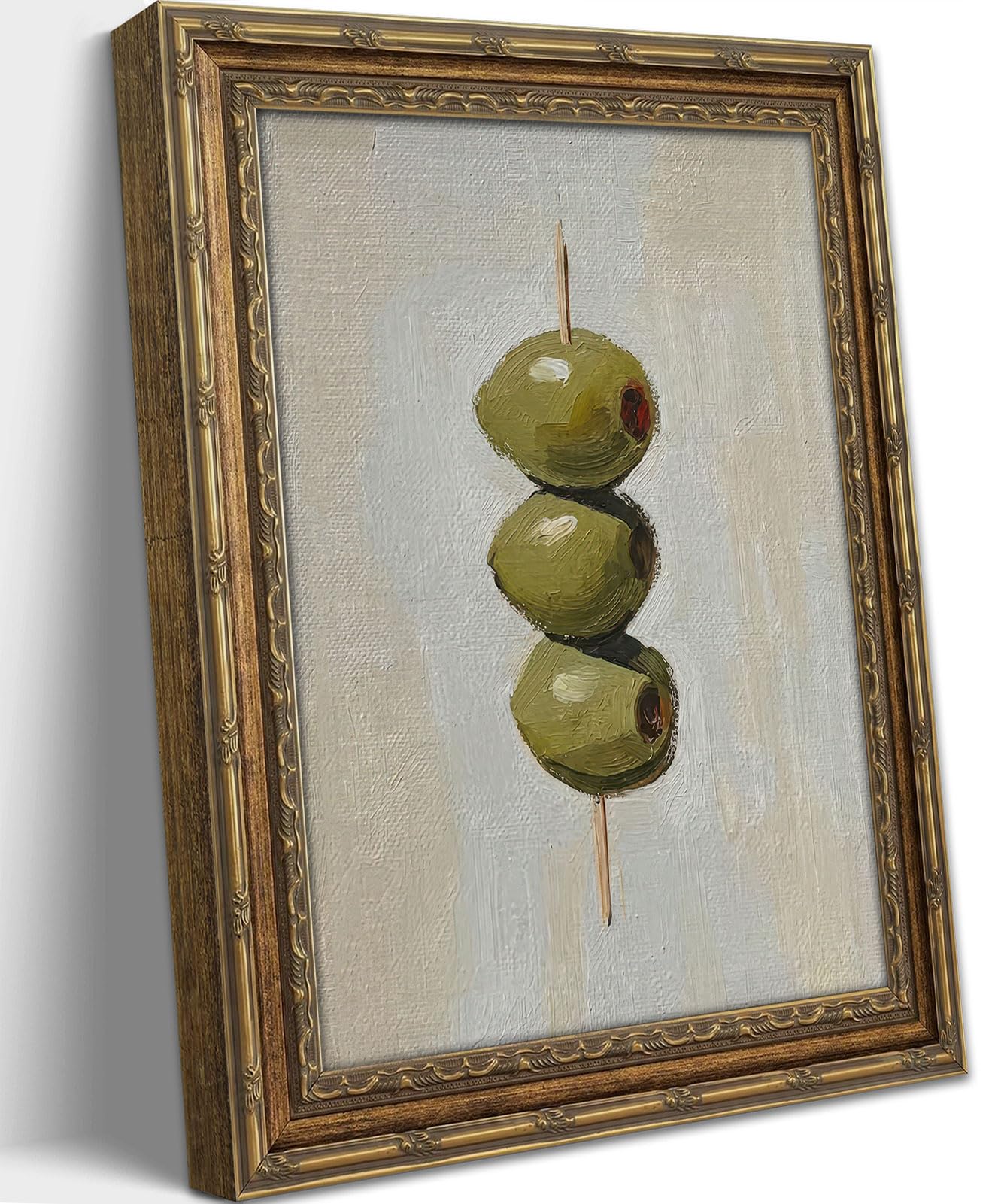 Gold Framed Wall Art Vintage Dirty Martini Olives Wall Art Retro Green Olives Cocktail Bar Cart Wall Decor Picture Summer Trendy Minimalist Kitchen Poster Print for Living Room Dining Room 9x11in - 1