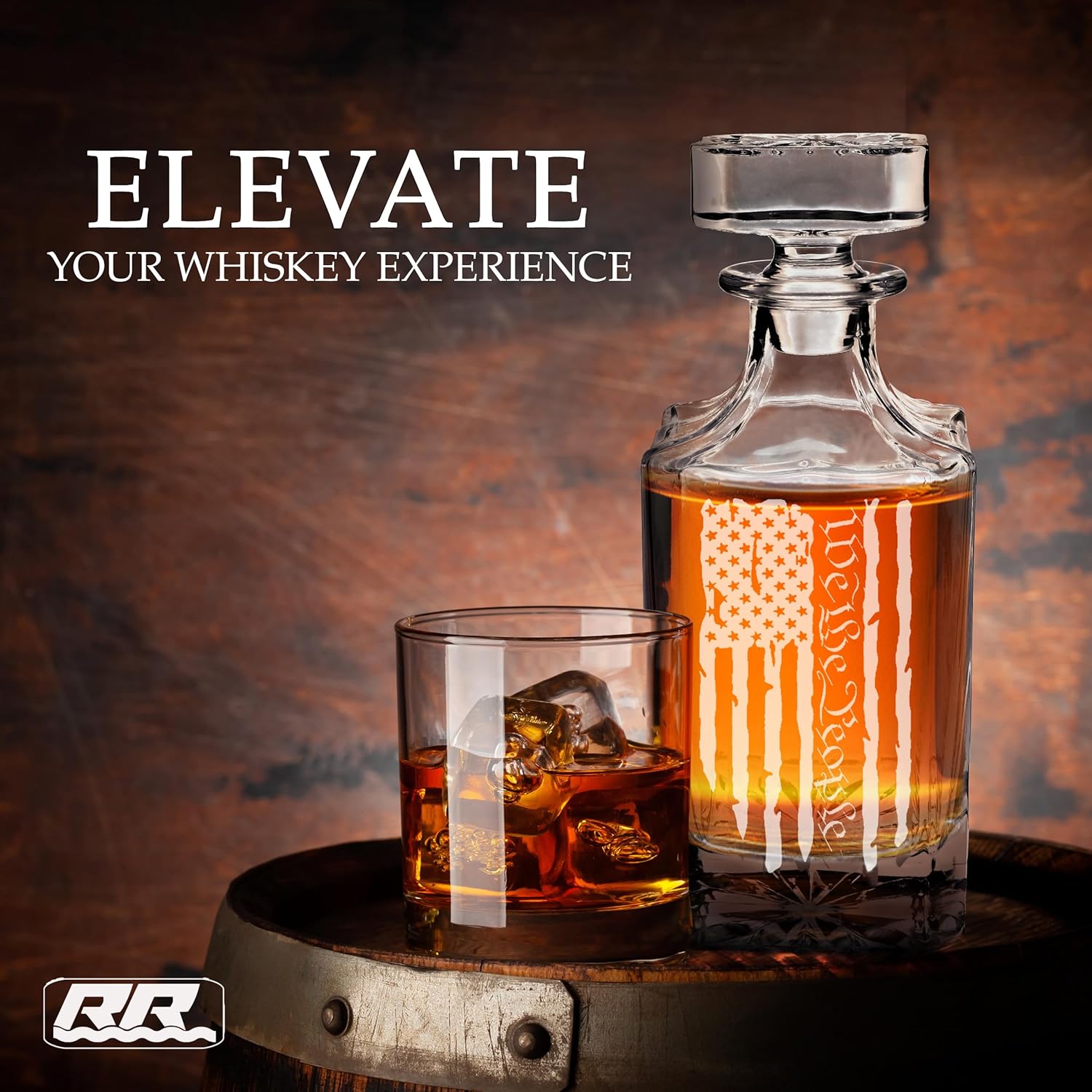 Rogue River Tactical We The People Constitution American Flag USA Patriotic Whiskey Decanter Airtight Glass Stopper Custom Gift For Men Dad Veteran Father's Day - Image 4