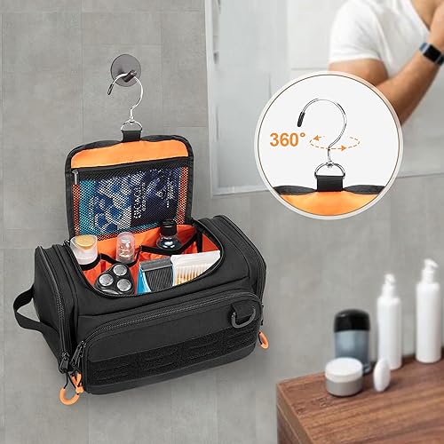 Miniatura 4 de Neceser táctico para hombres, bolsa de higiene colgante, kit organizador de viaje para afeitarse, artículos esenciales de ducha y artículos de aseo,