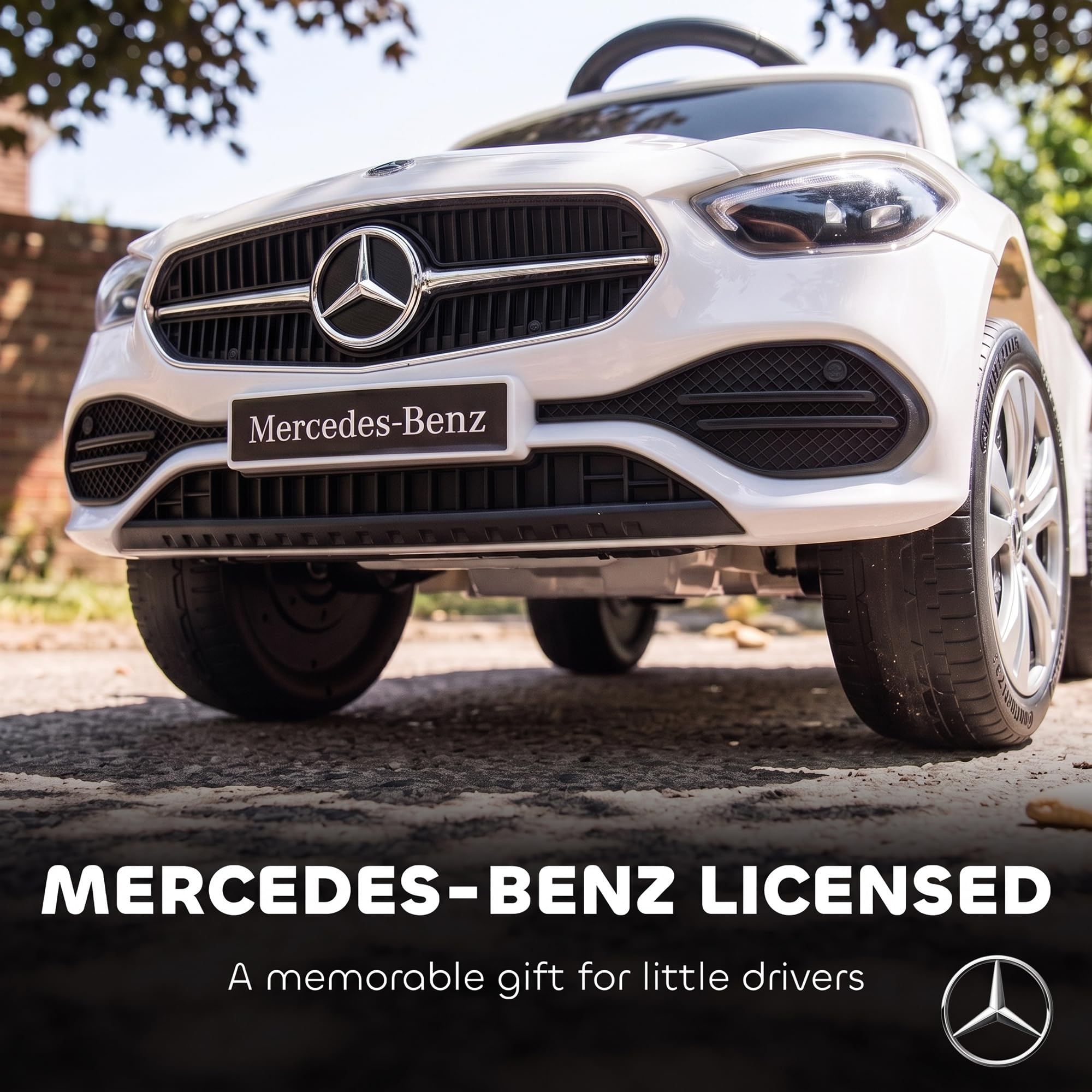 AIYAPLAY jeździk pchacz 3 w 1 Mercedes-Benz dla dzieci, z rączką do pchania, daszkiem, barierkami, klaksonem, muzyką i schowkiem, 12-36 miesięcy, biały