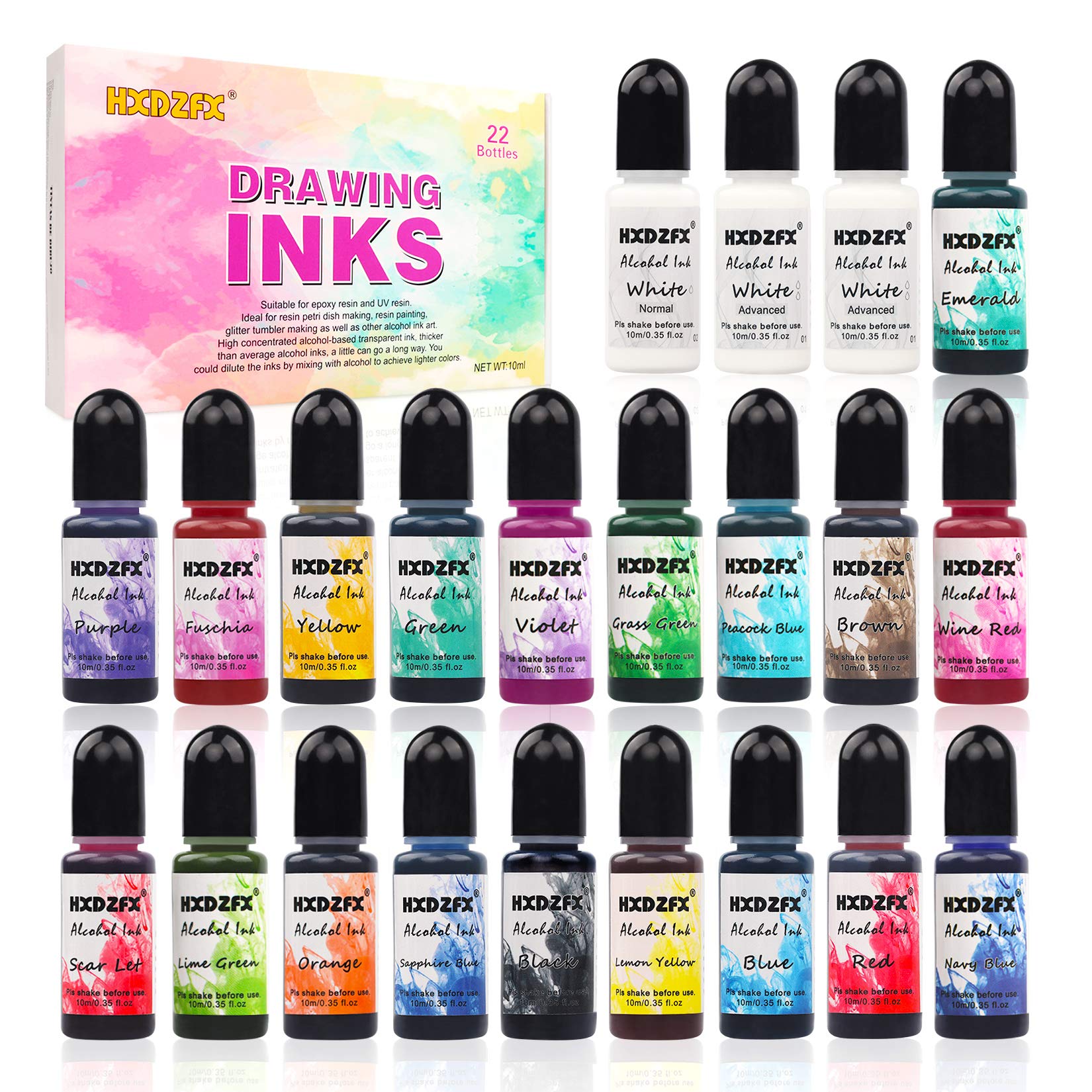 Buy HXDZFX Alcohol Ink Set 22 vibrant Colors High Concentrated