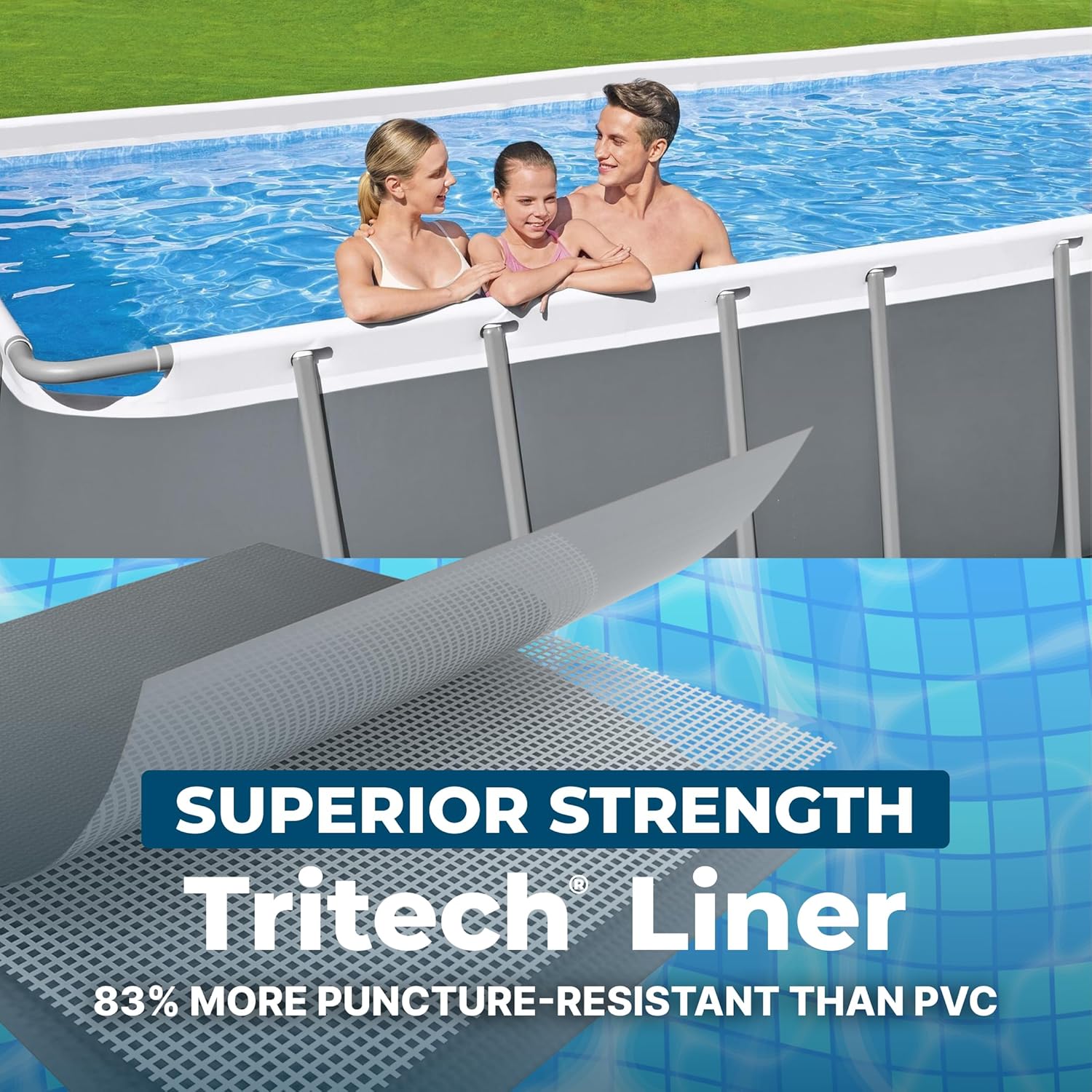 Bestway Power Steel 31’4" x 16' x 52” Above Ground Pool, Rectangular Metal Frame Outdoor Swimming Pool Set with Sand Filter Pump, Ladder, and Cover