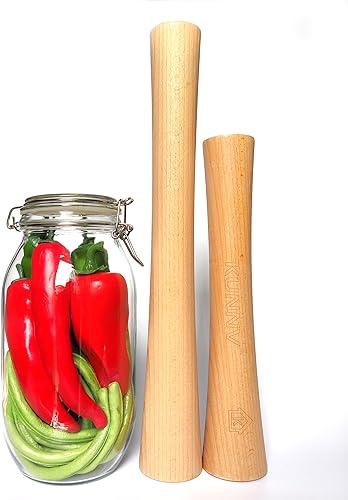 Miniatura 3 de KUNNV Chucrut Pounder para frascos Mason Fermentación Vegetal Packer Kimchee Tamper, Haya maciza Madera de Haya (16 pulgadas)