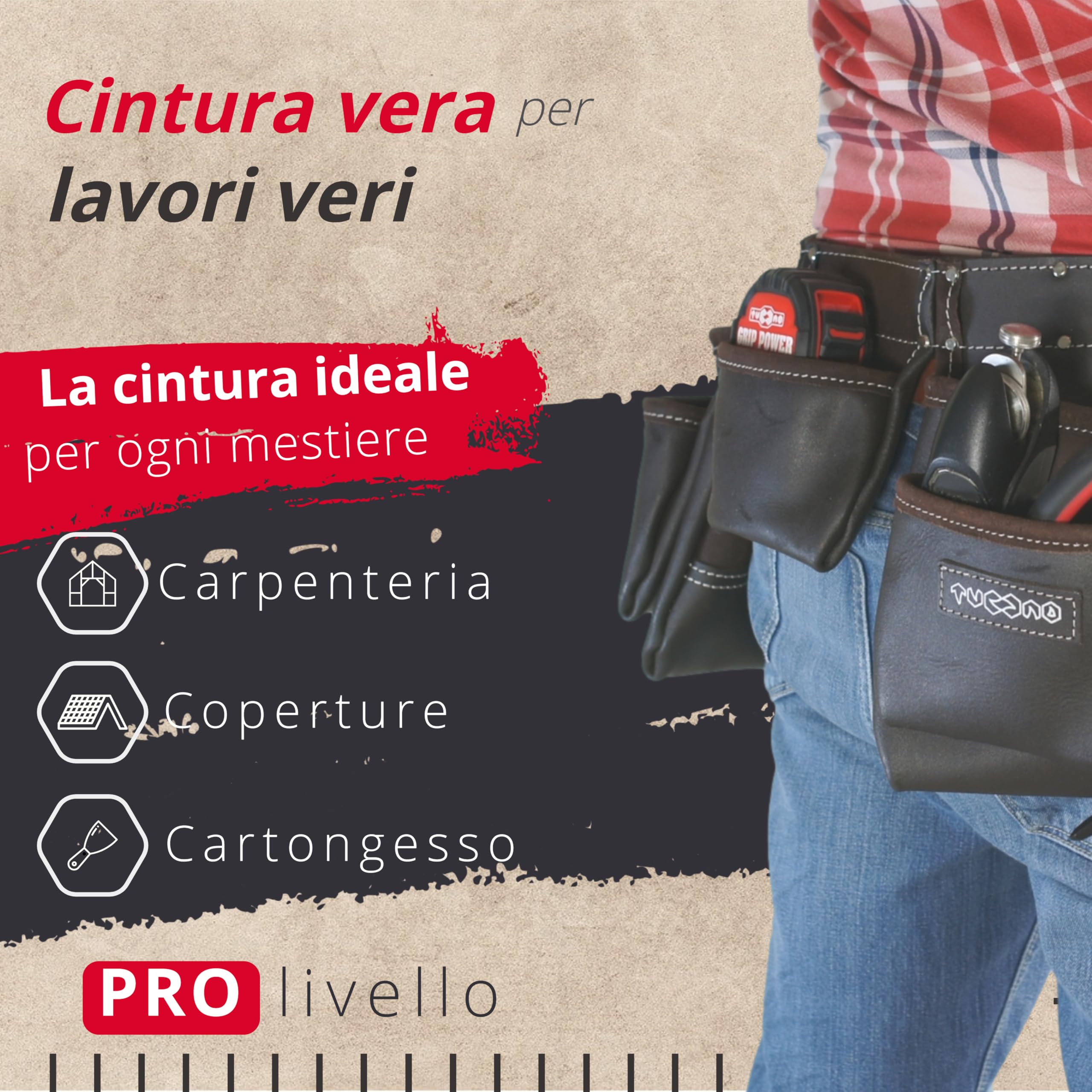 Cintura Porta Attrezzi in Pelle Conciata ad Olio 12 Tasche | Cintura da Lavoro per Costruttori, Falegnami, Carpentieri, Giardinieri, Elettricisti | Grembiule Marsupio Uomo