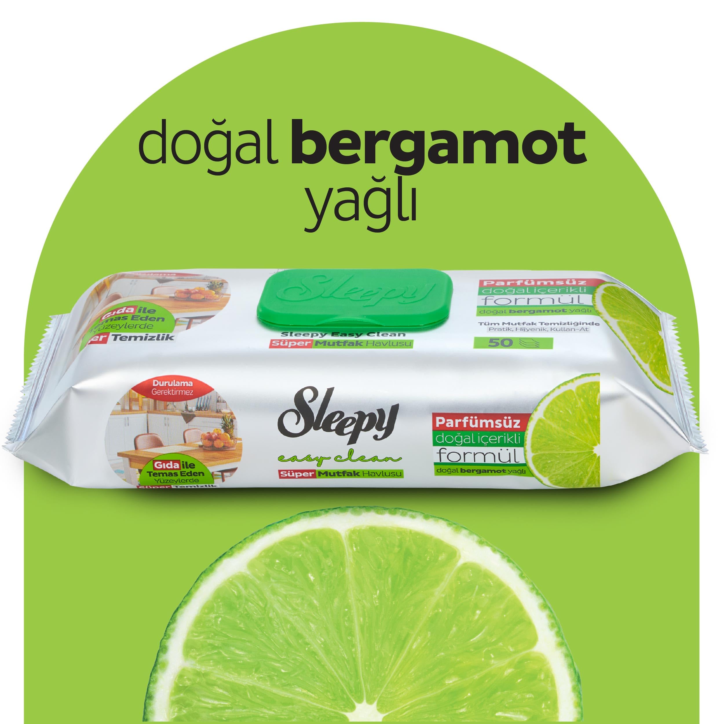 Sleepy Easy Clean Süper Yüzey Temizlik Mutfak Havlusu&Mendili Bergamot Yağlı 50 Yaprak
