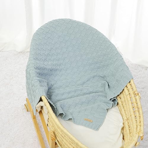 Miniatura 21 de LAWKUL Mantas de bebé para niños, manta de punto trenzado, manta de bebé para niña, suave y aireada para recién nacidos, para recién nacido
