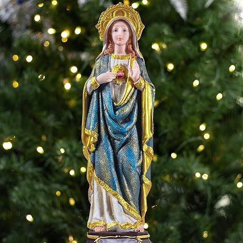 Miniatura 3 de KI Store Figura de corazón de María de la Inmaculada 12 pulgadas, estatua de resina de la Madre Virgen Bendita