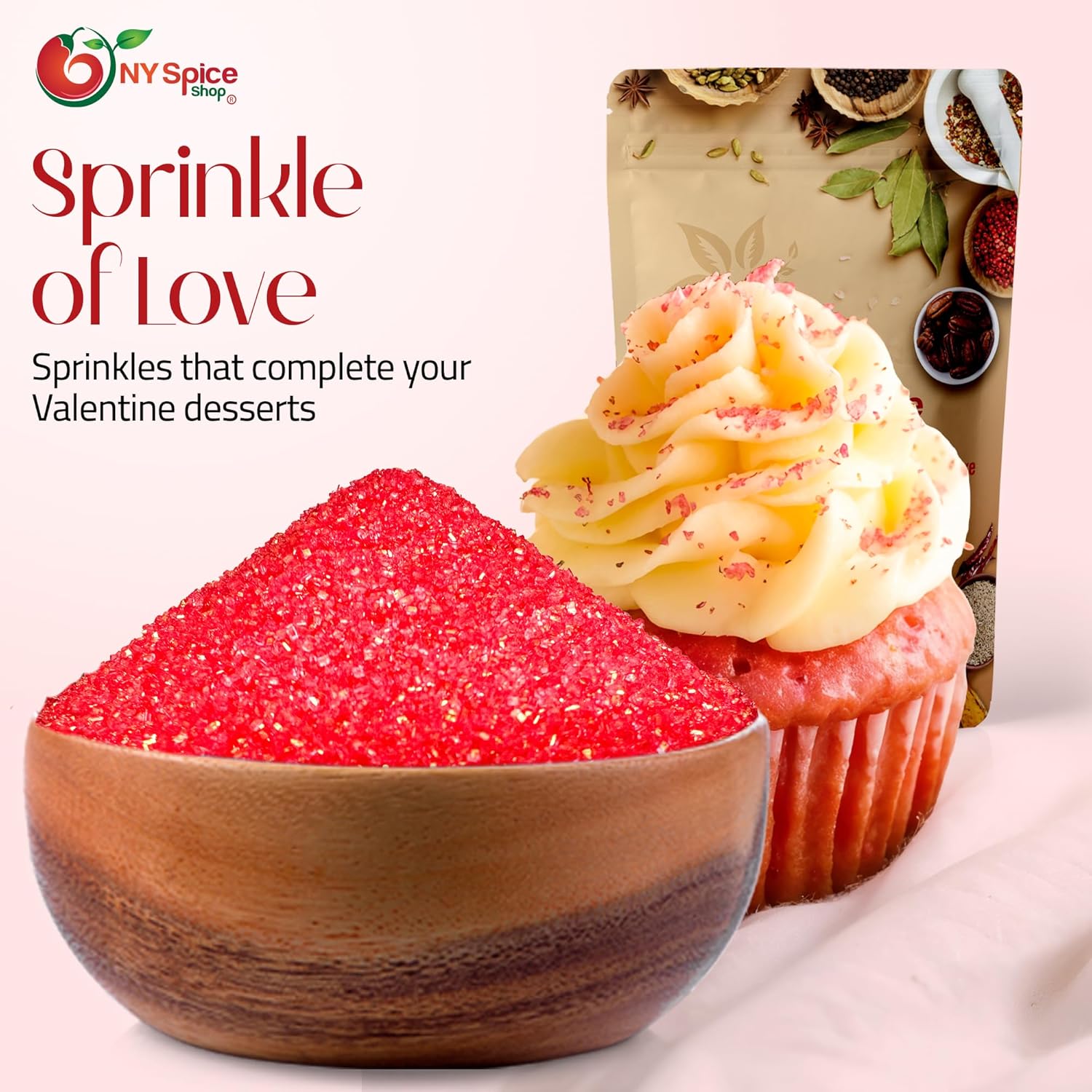 NY Spice Shop Red Sprinkles Sanding Sugar - 3 Pound Mix Red Sprinkles for Holiday Dessert Decoration - Baking Decoration For Cupcakes Cookies Cakes & Dessert Toppings