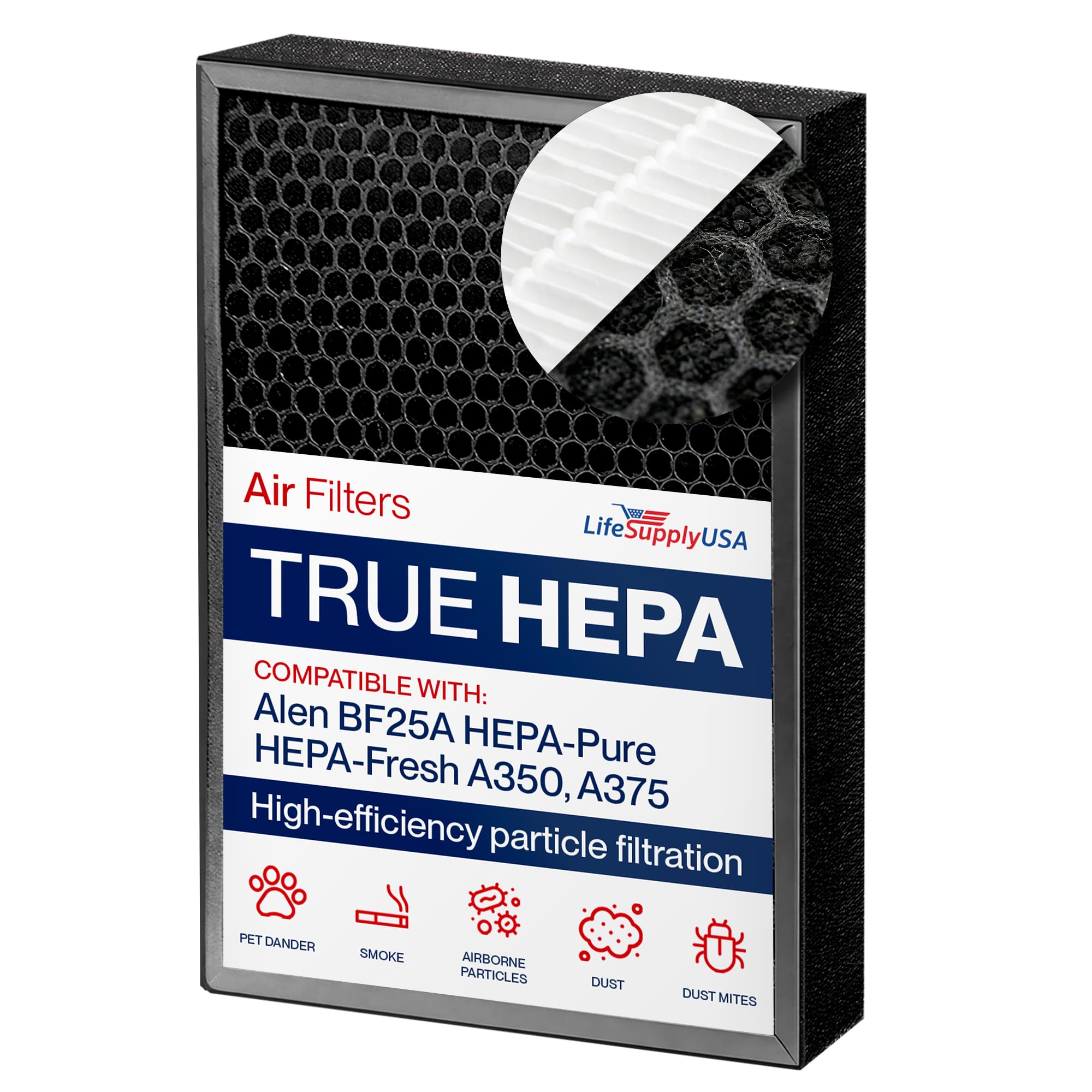 BF25A 2-in-1 HEPA + Carbon Filter for Alen A350 A375 Air Purifier