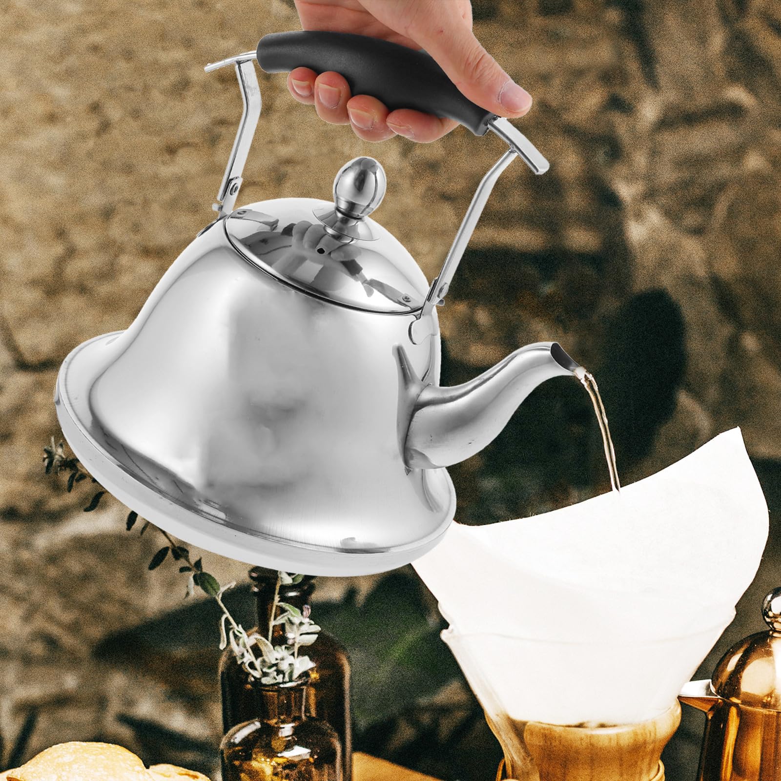 Tetera de Acero Inoxidable 2 L Plateada, Resistente al Desgaste