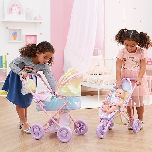 Miniatura 35 de Olivia's Little World - Cochecito de cuna para muñeca de bebé para niños pequeños, cochecito de muñeca para niñas de 3 años o más, Twinkle