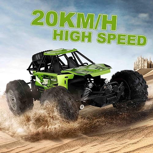 Miniatura 4 de Auto a control remoto, camión monstruo todoterreno 118, camión de metal a control remoto de 12.4 mih con dos baterías recargables, autos RC de 2.4