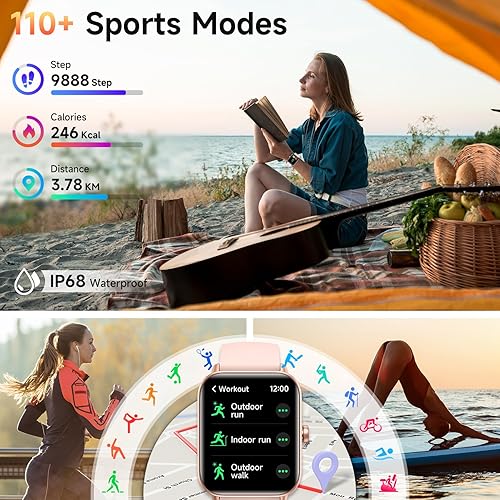 Miniatura 7 de Relojes inteligentes para mujeres y hombres, Android y iPhone, Alexa integrado, reloj inteligente de 1.8 pulgadas (respuestahacer llamadas, 2 bandas