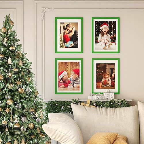 Vista 204 de KINLINK Marco de fotos A4 natural, de madera maciza con plexiglás acrílico para fotos A5 con paspartú o A4 sin paspartú, marco de fotos para mesa