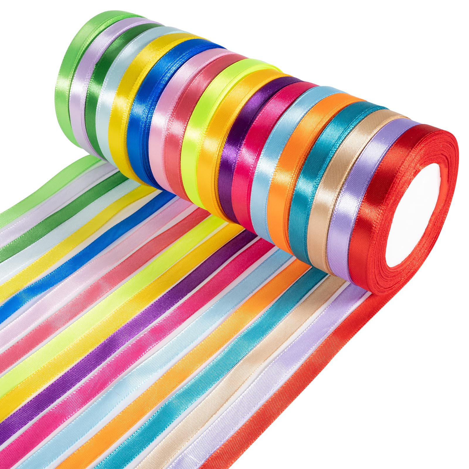 12 Rouleaux Ruban Satin 25 Mm X 10 M - Multicolore Pour Emballage Cadeaux, Décoration Mariage, DIY - 11