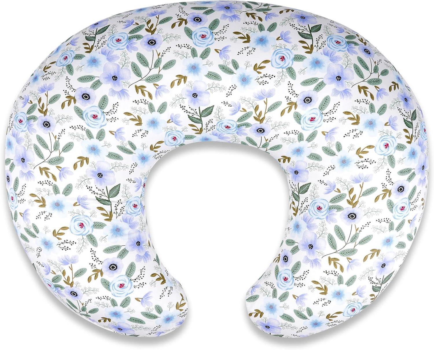 Nursing Pillow for Breastfeeding & Bottle Feeding - Ergonomic C-Shape Design with Breathable Filling & Removable Washable Cover, Supports 0-18 Months (Feeding, Tummy Time, Sitting), Hypoallergenic Flower Leaves