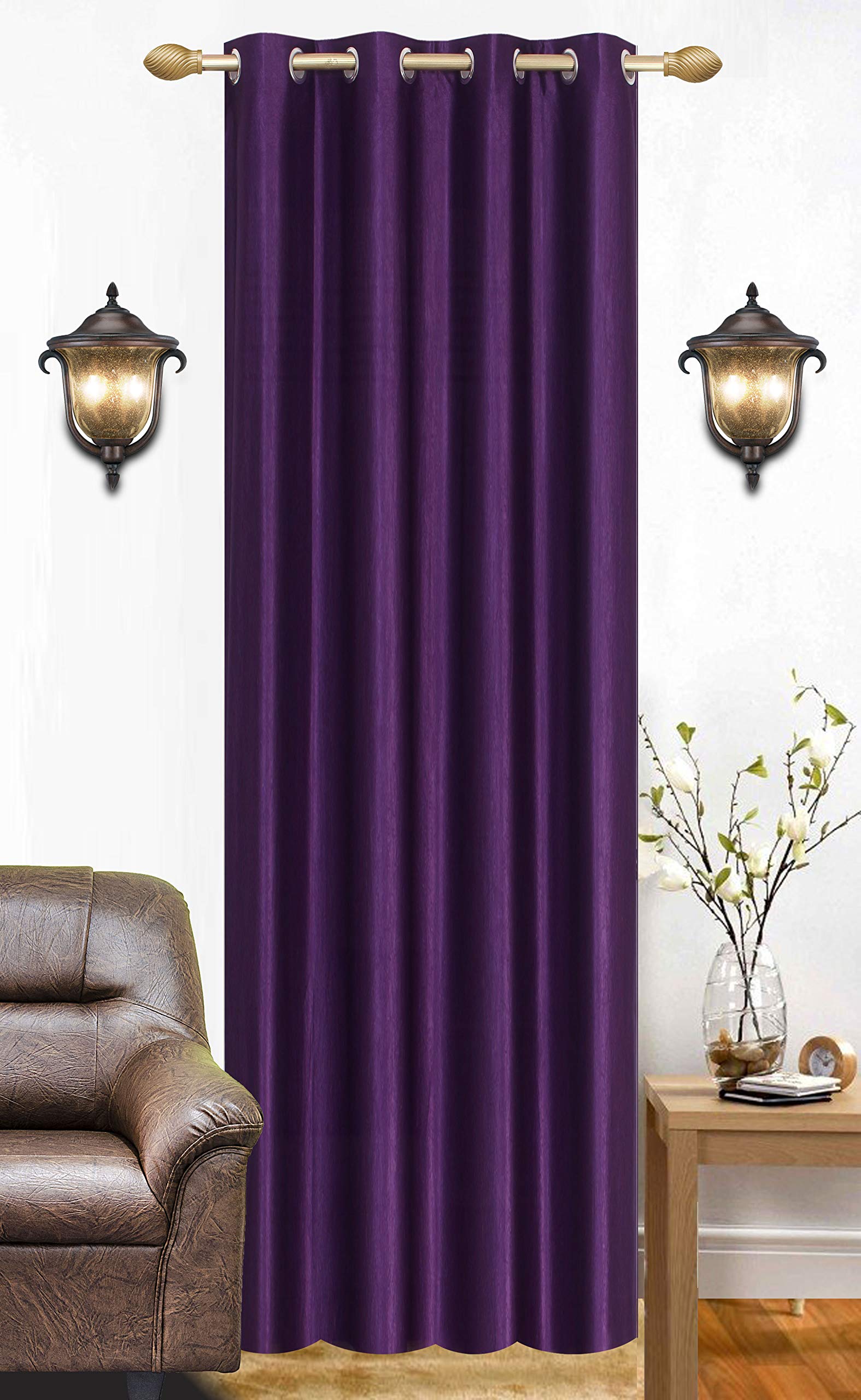 Curtains 7 Feet Long for Living Room – Door Curtains Set of 1 Pcs Panel, Curtain Solid Parda for Home Décor & Office Purple Colour 7 feet (48 x 84 Inch) - 1 Pcs