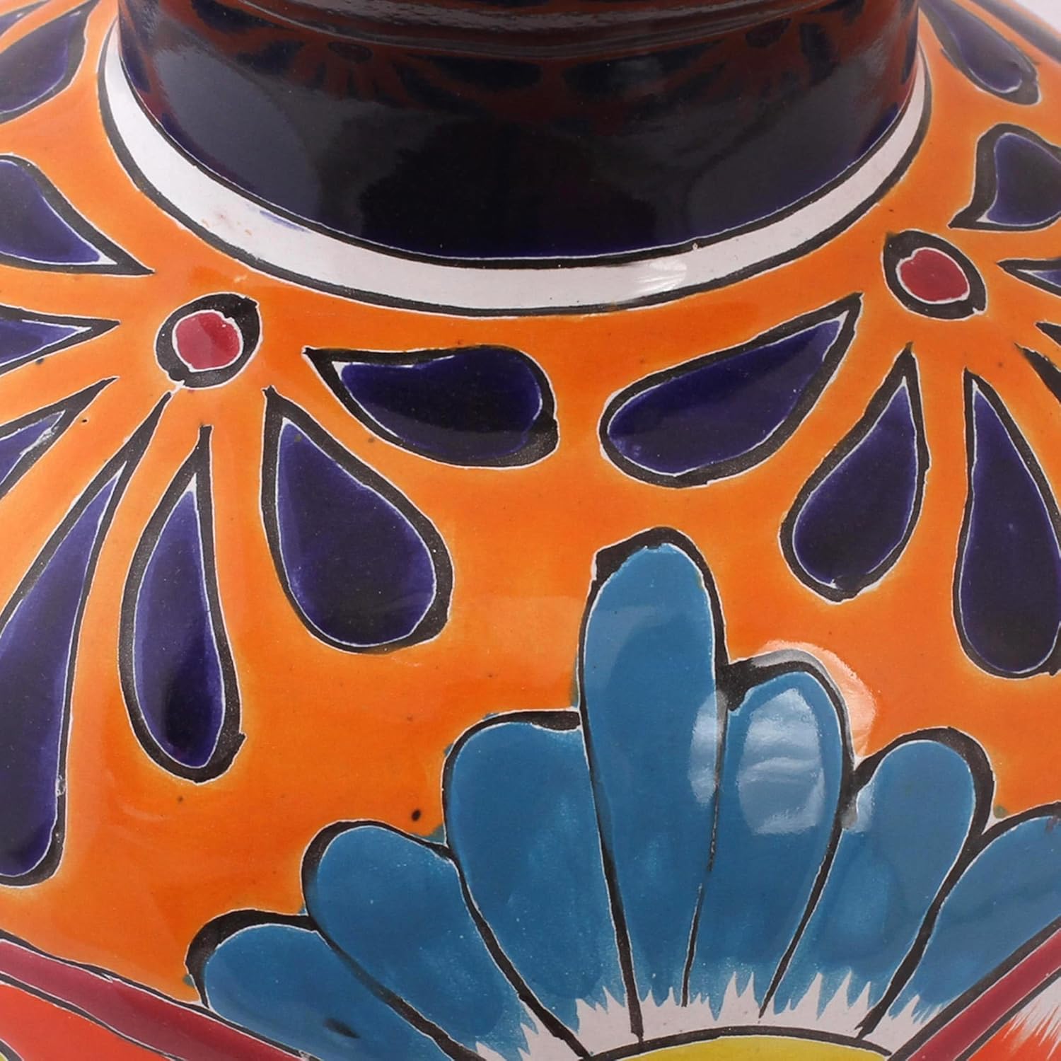 NOVICA Artisan Handcrafted Ceramic Vase Talaverastyle in Mexico Multicolor Vases Floral Hacienda Painted [13.25in H x 7.25in Diam.] ' Floral Display'