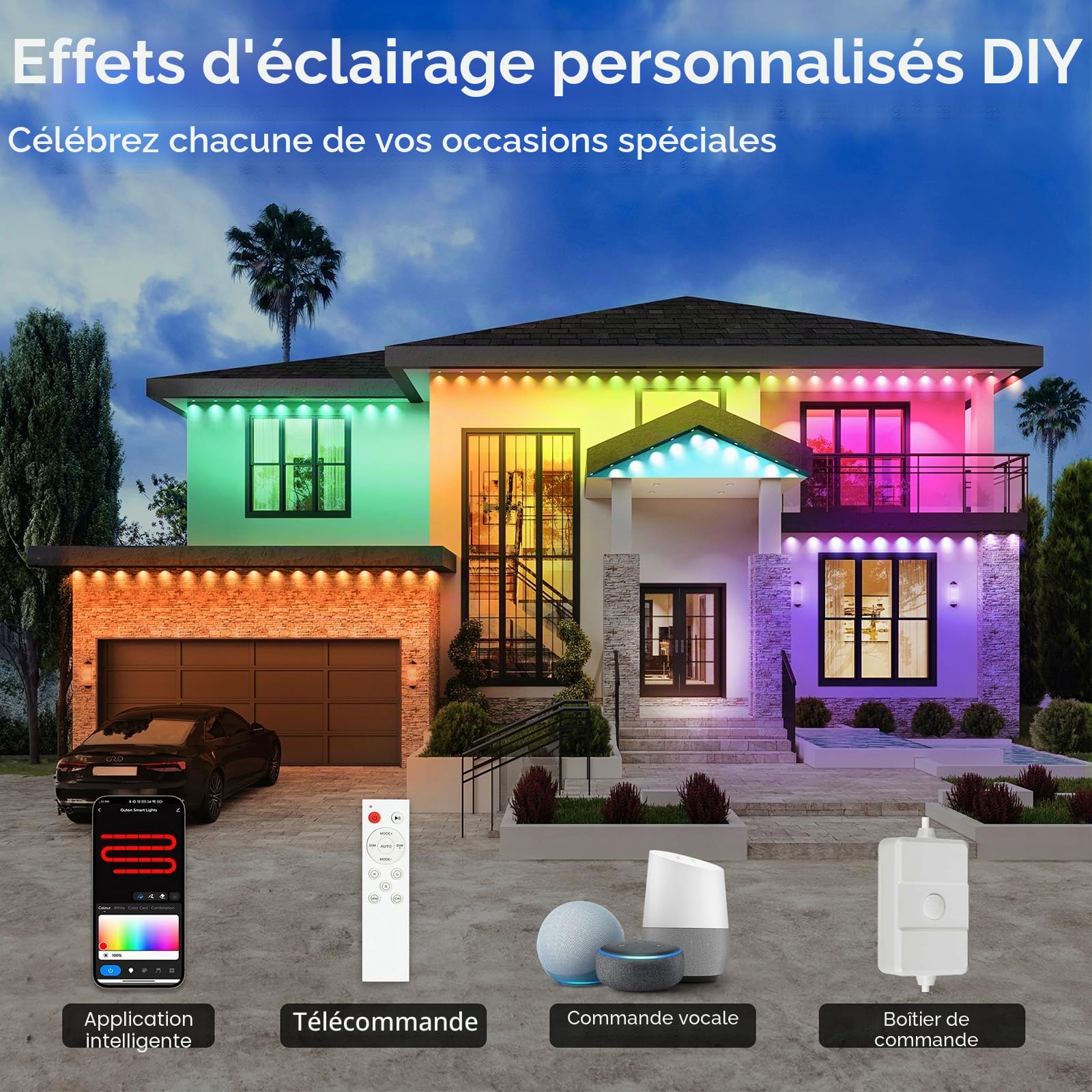 GOOGO 30M Éclairage Extérieur Permanent avec 72 Lumières LED, Éclairage RGBIC Intelligent, Guirlande Guinguette Exterieur Étanches IP68 avec Application et Télécommande, Plusieurs Modes d'ambiance