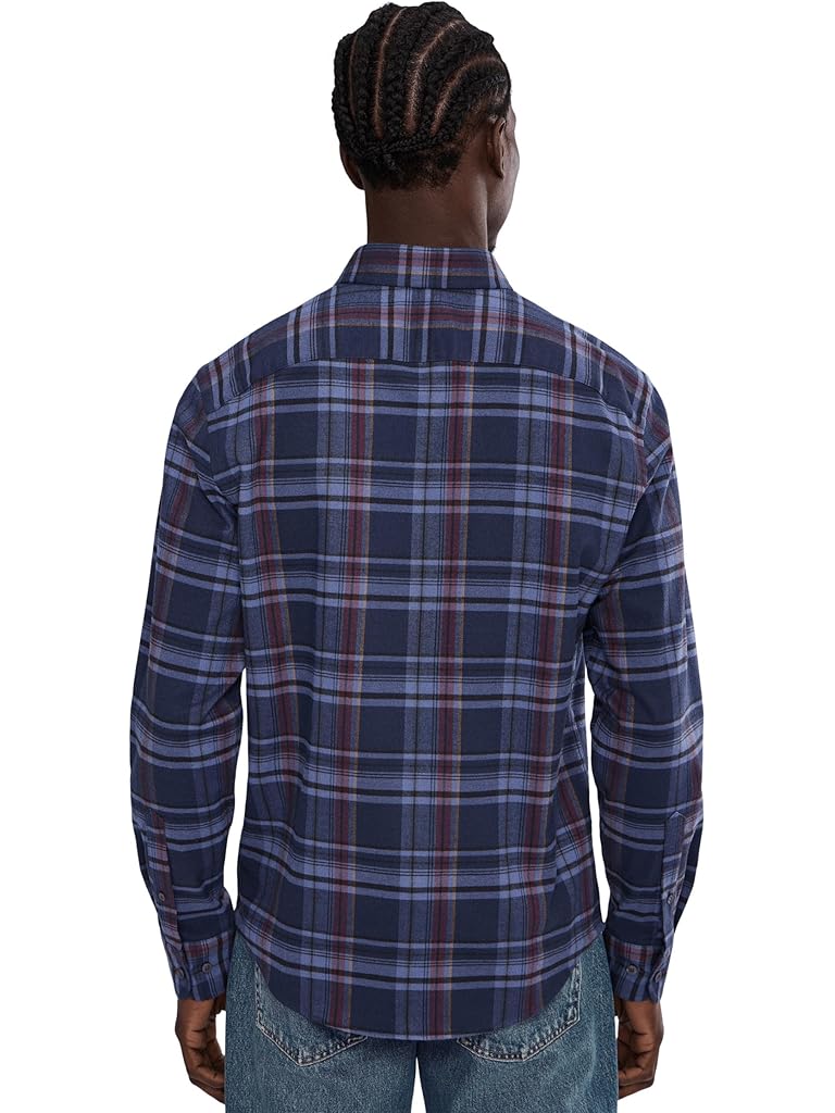 Navy UNTUCKit Performance Flannel Blanchard Shirt