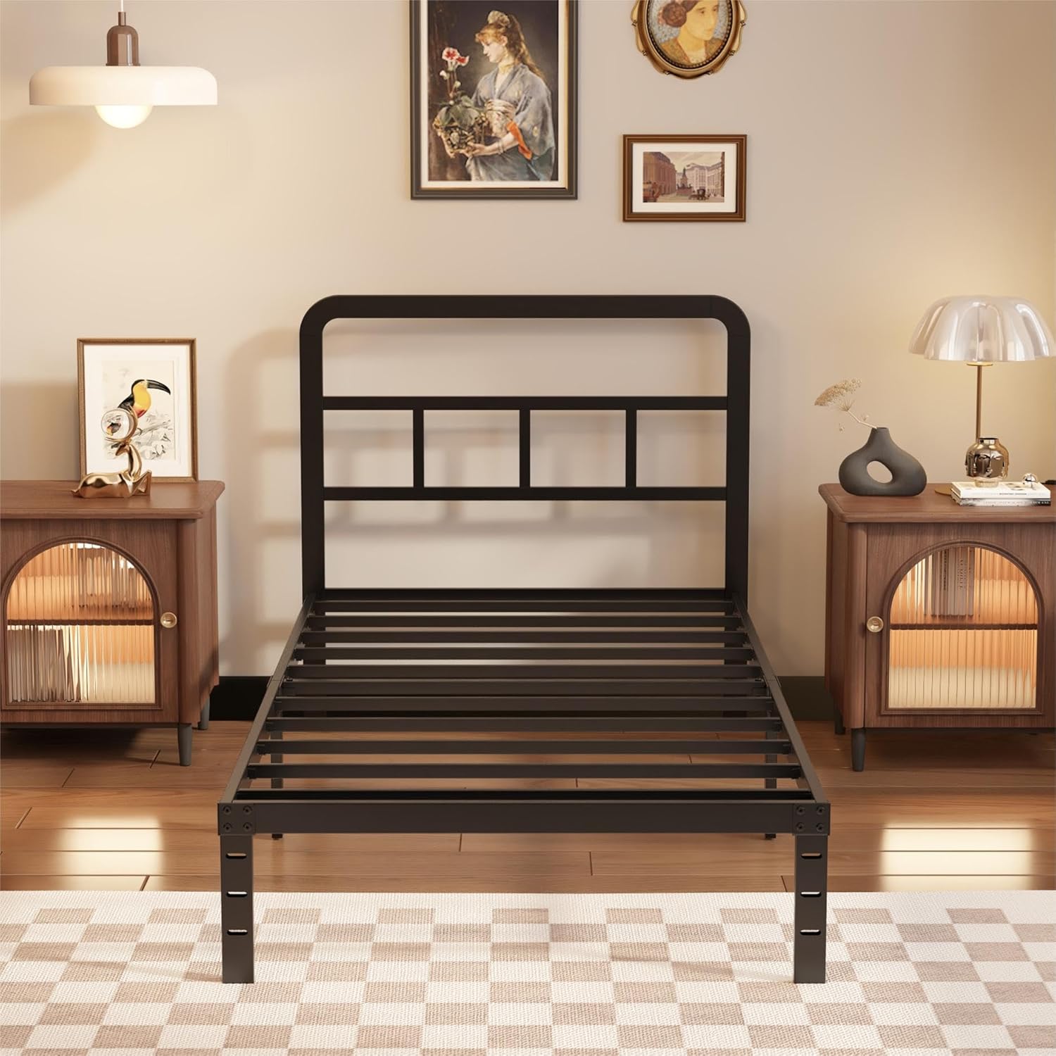 Twin Bed Frames with Headboard, 12 Inch Heavy Duty Metal Twin Platform Bed Frame, No Box Spring Needed, Noise Free, Easy Assembly, Black - Image 8