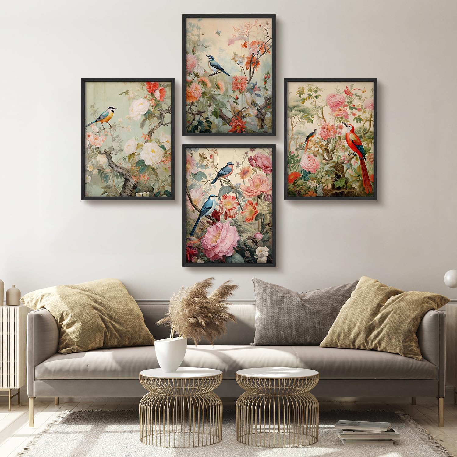 ★asian interior★ ★Glass＆Flower・set Amazon.com: SIGNWIN Framed Set Chinoiserie Bird and Flower Vintage