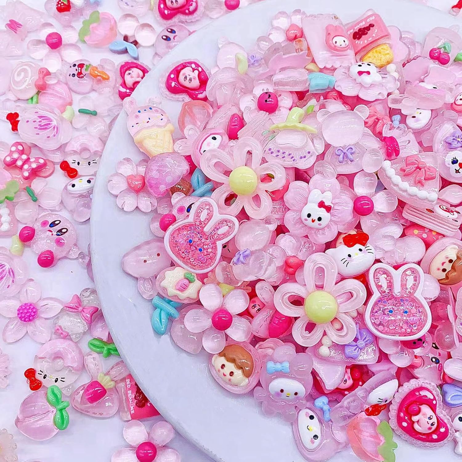 100 Pcs Flat Back Resin Slime Charms Bulk for Crafts, 3D Flatback Cute Charms Making Supplies for DIY Scrapbooking Crafting (Pink) - Image 2