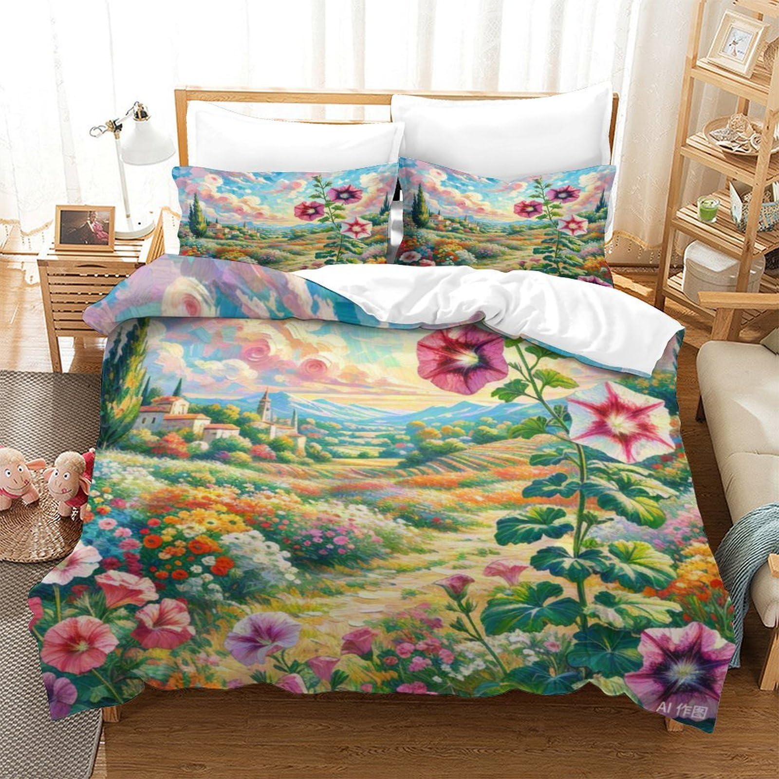 Parure de lit pétunia 3D 140x200 microfibre pour enfant et ado
