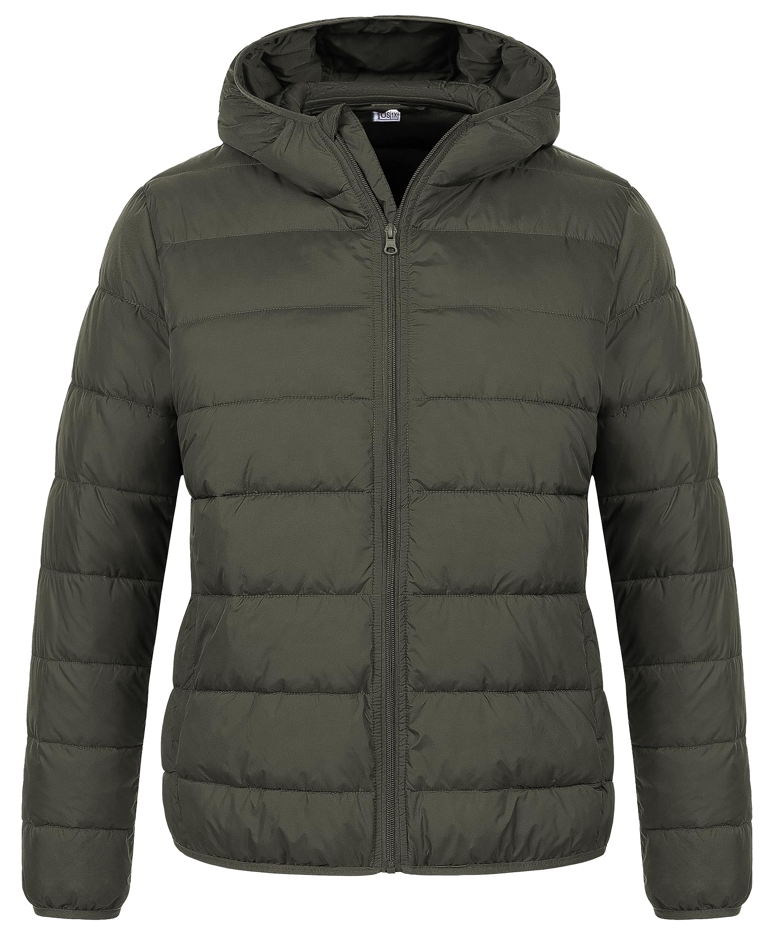 Chrisuno Women's Plus Size Lightweight Puffer Jacket Packable Winter Warm Quilted Bubble Coat Waterproof Windproof Hooded