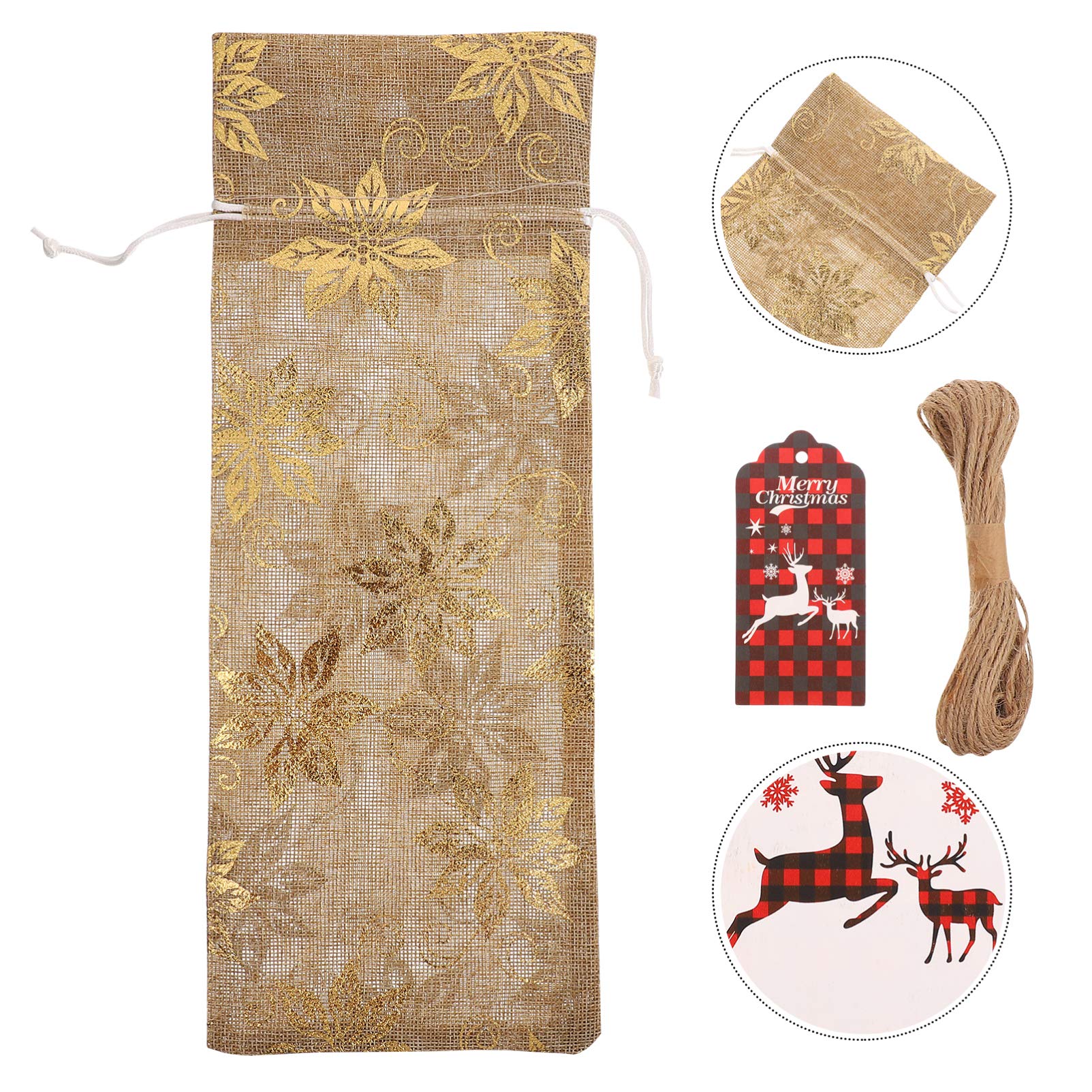 VOSAREA Housse de Bouteille de Vin Décorative pour Noël Pochettes de Rangement avec Étiquettes Suspendues et Cordelette Protection les Rayures