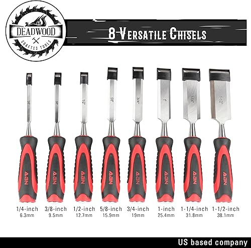 Miniatura 2 de Deadwood Crafted Tools Juego de cinceles y afilado de madera de 13 piezas - Herramientas y equipos de trabajo de madera de primera calidad